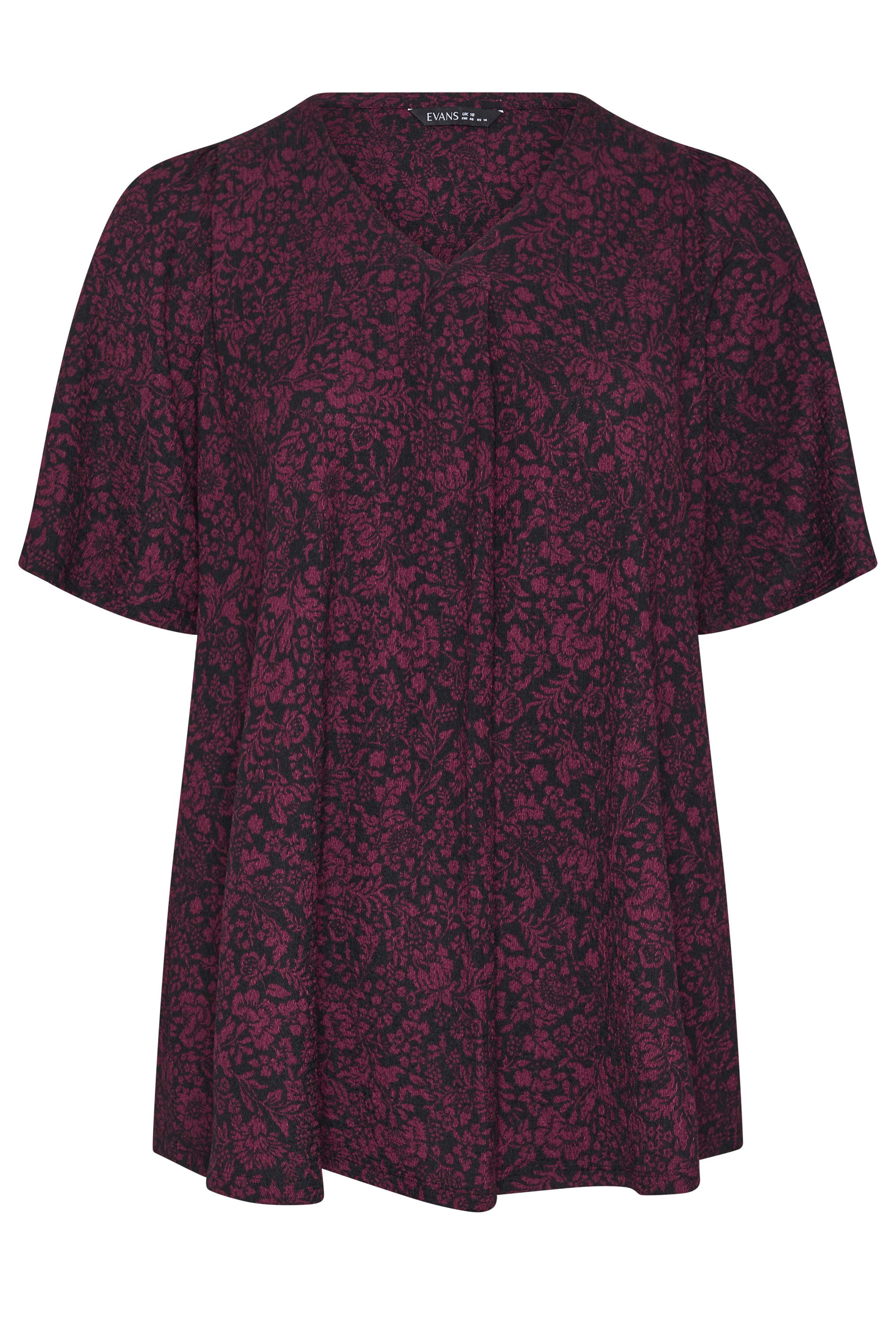 EVANS Plus Size Black & Red Ditsy Floral Top | Evans 5
