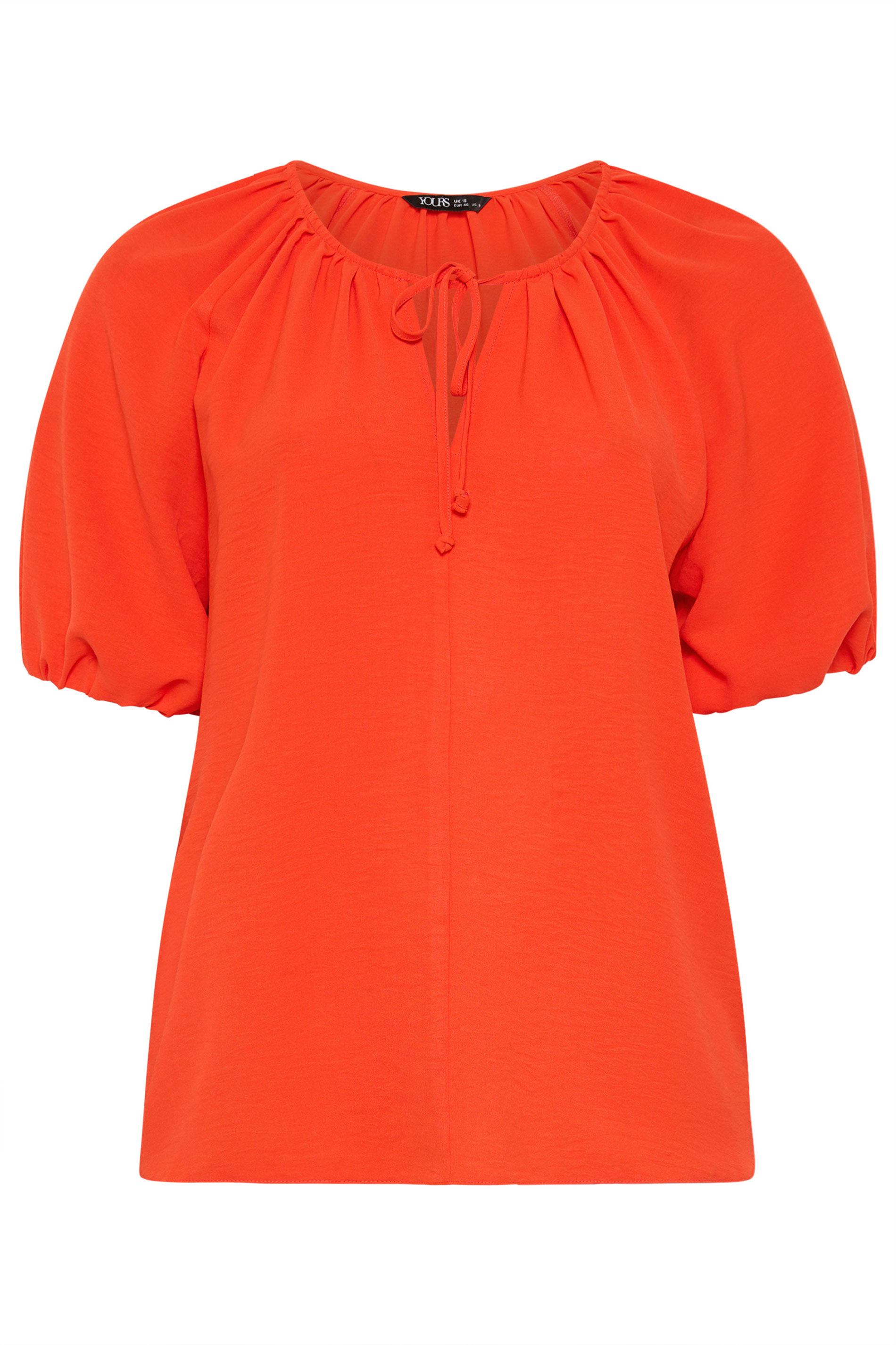 YOURS Plus Size Orange Balloon Sleeve Blouse |  Yours Clothing 5