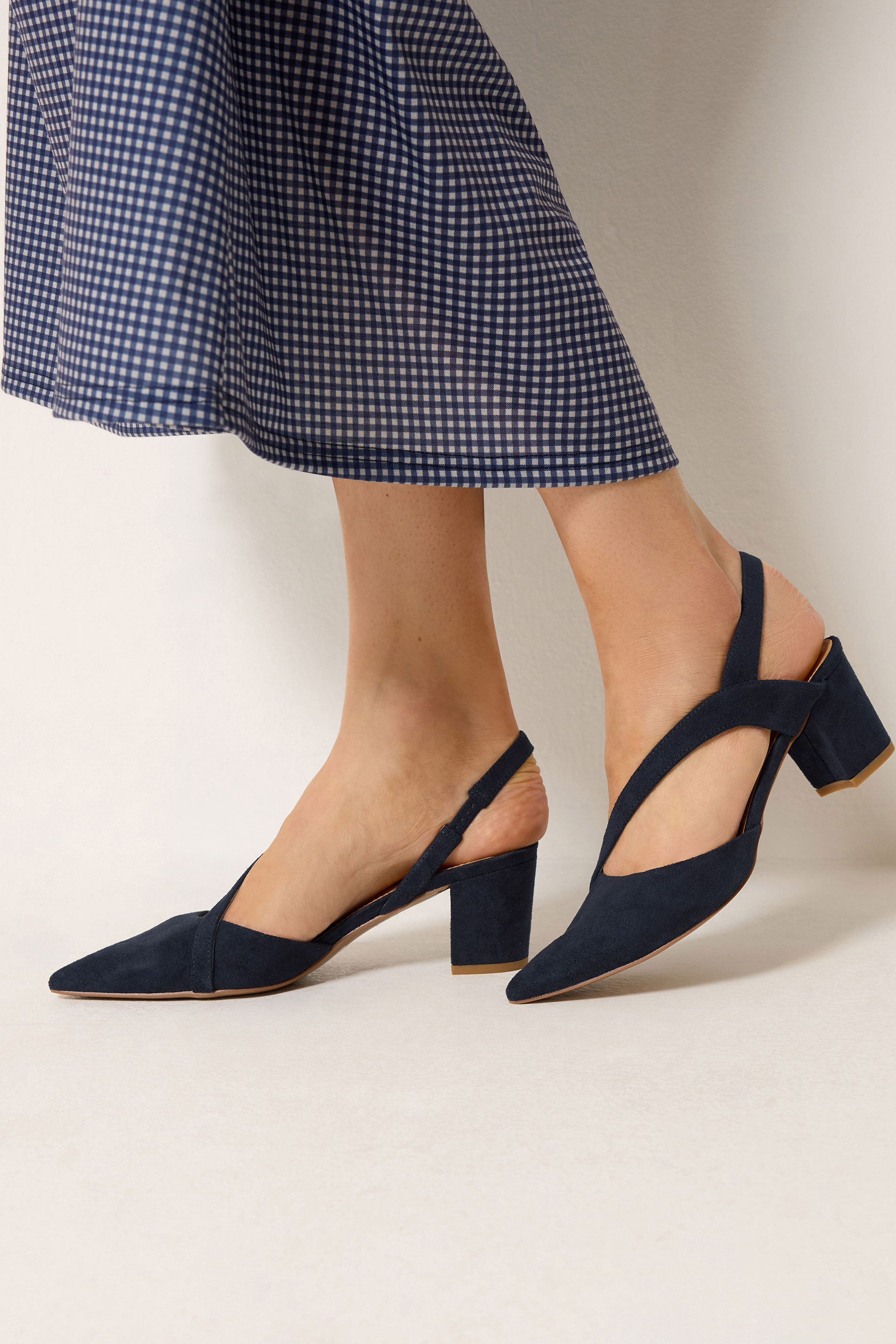 LTS Navy Blue Asymmetric Slingback Heel In Standard Fit | Long Tall Sally 1