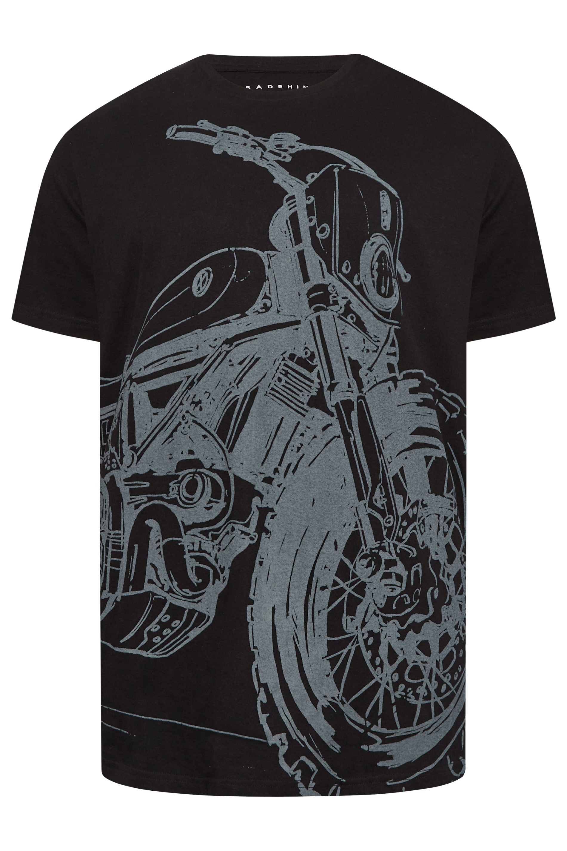 BadRhino Mens Big & Tall Black Motorbike Print T-Shirt | BadRhino 3