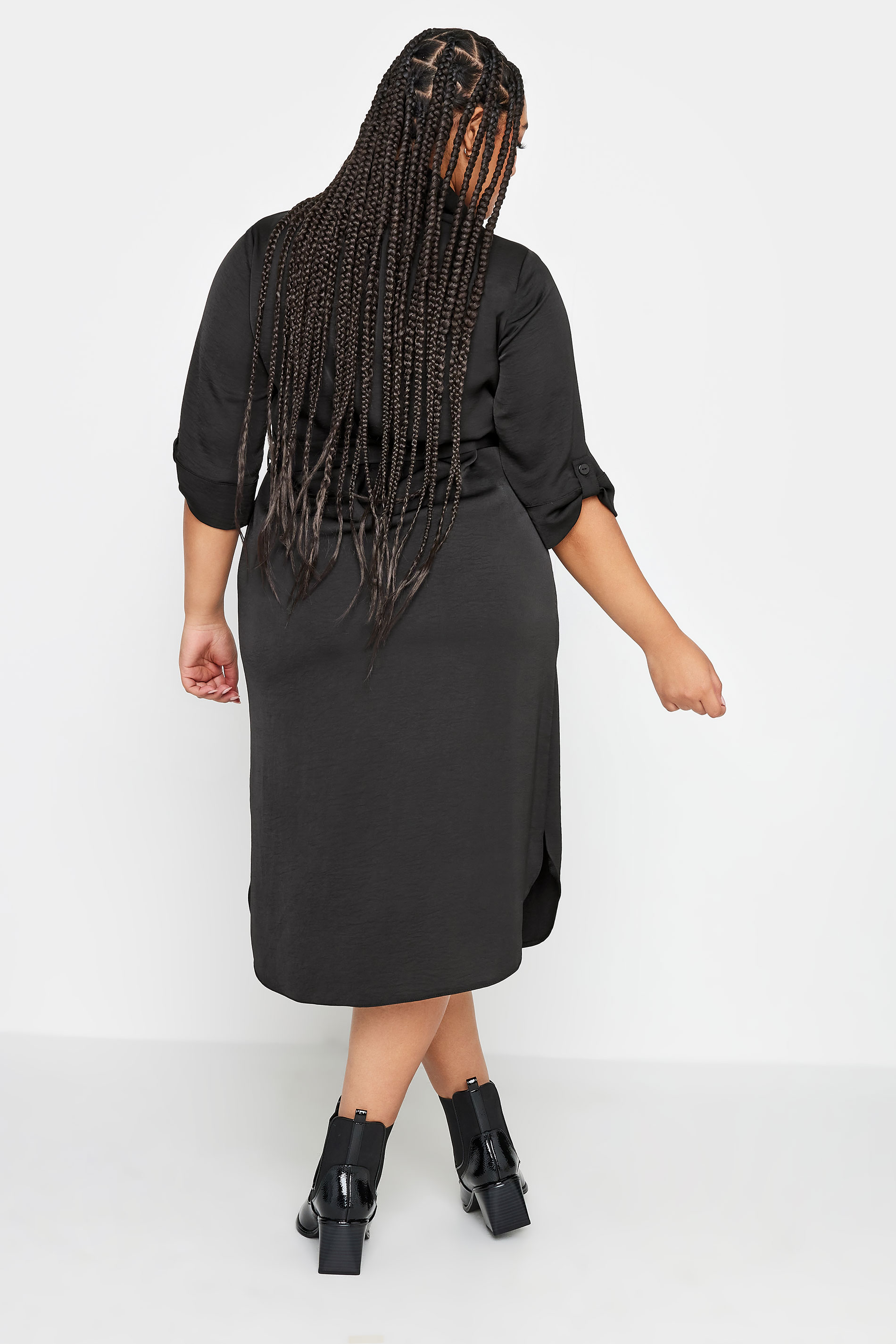 YOURS Plus Size Black Midi Shirt Dress | Yours Clothing 3