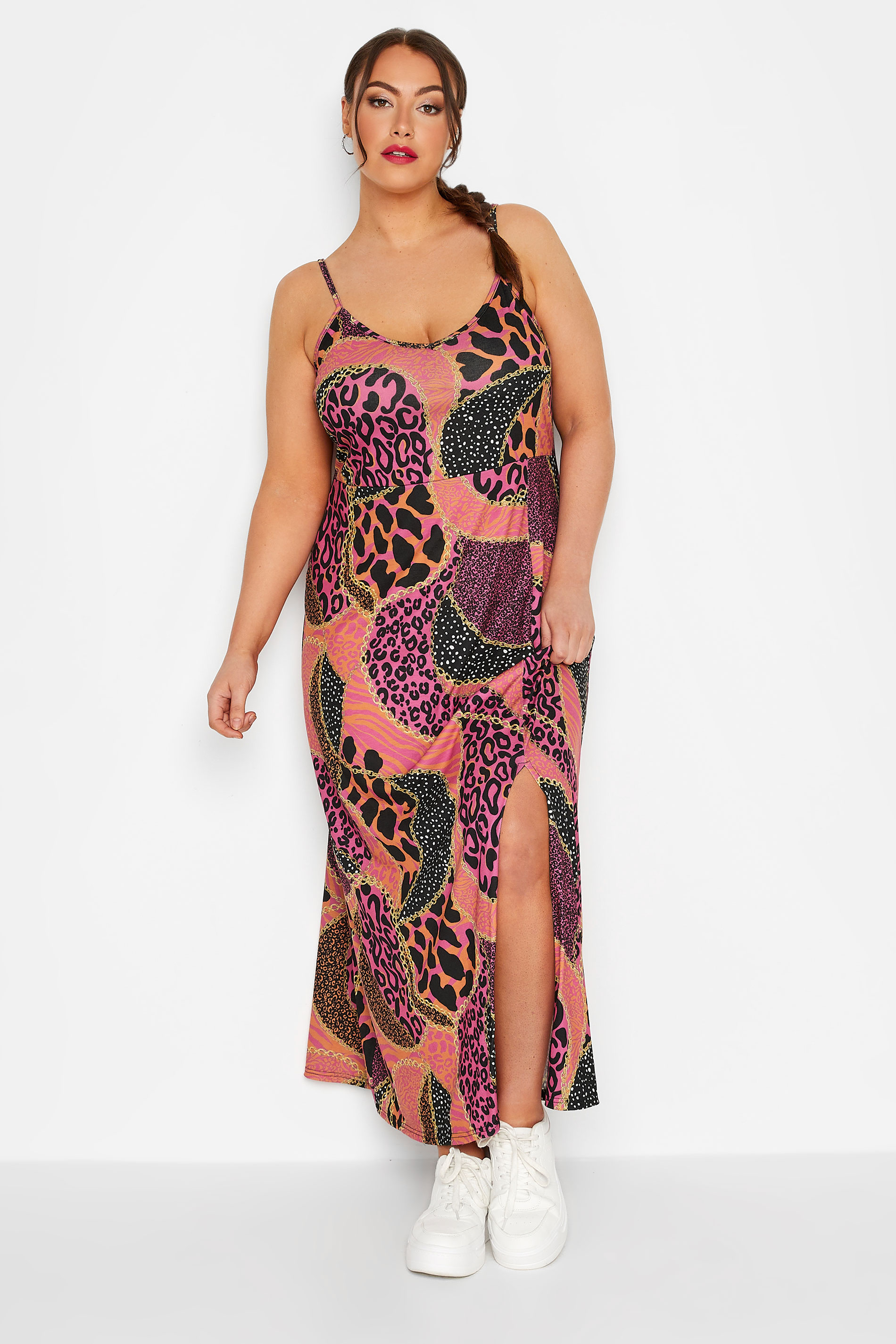 LIMITED COLLECTION Curve Orange Animal Chain Print Cami Maxi Dress | Yours Clothing 1