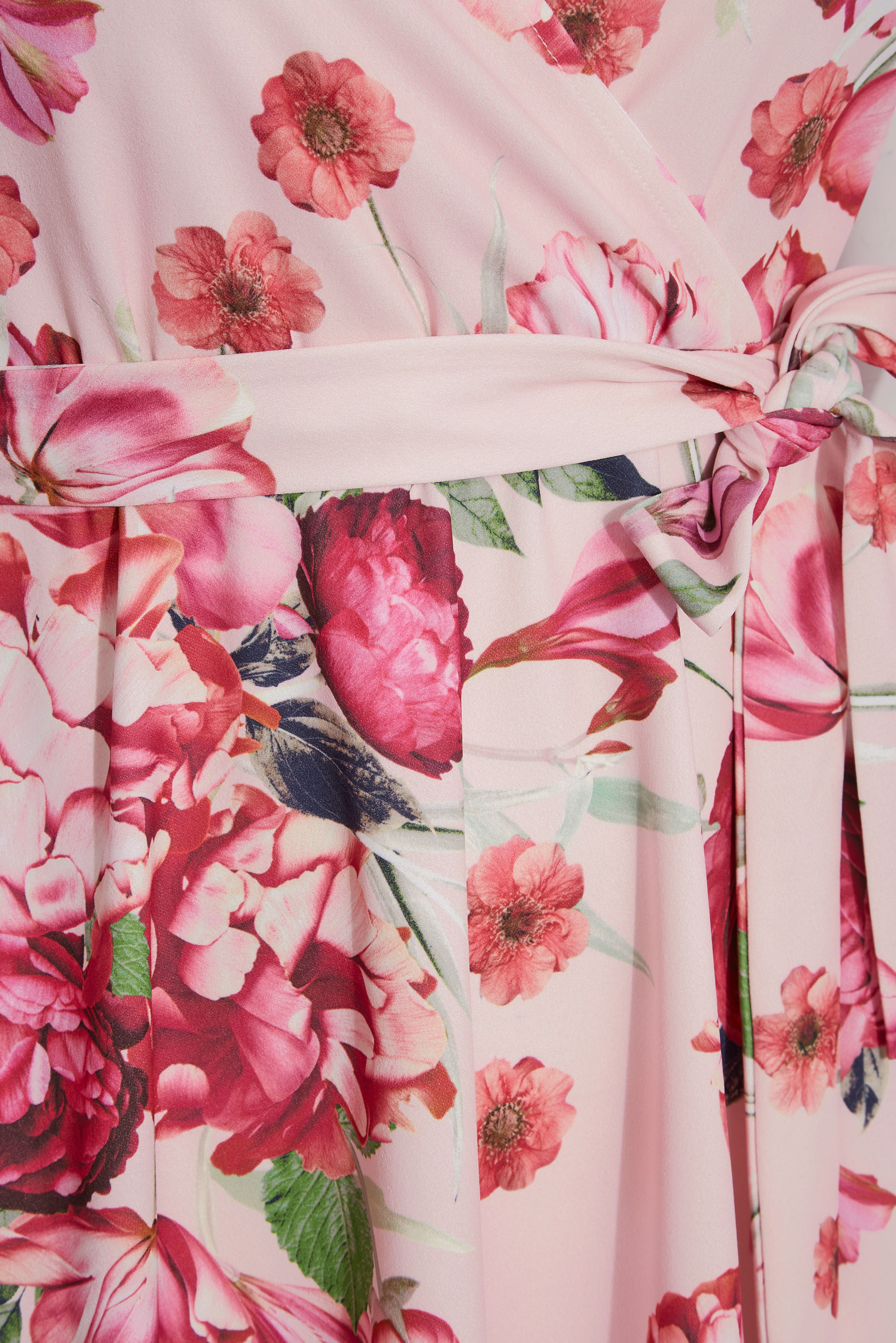 Robes Grande Taille Grande taille  Robes Imprimé Floral | YOURS LONDON - Robe Rose Poudré & Fushia Floral Cache-Coeur - TF55094