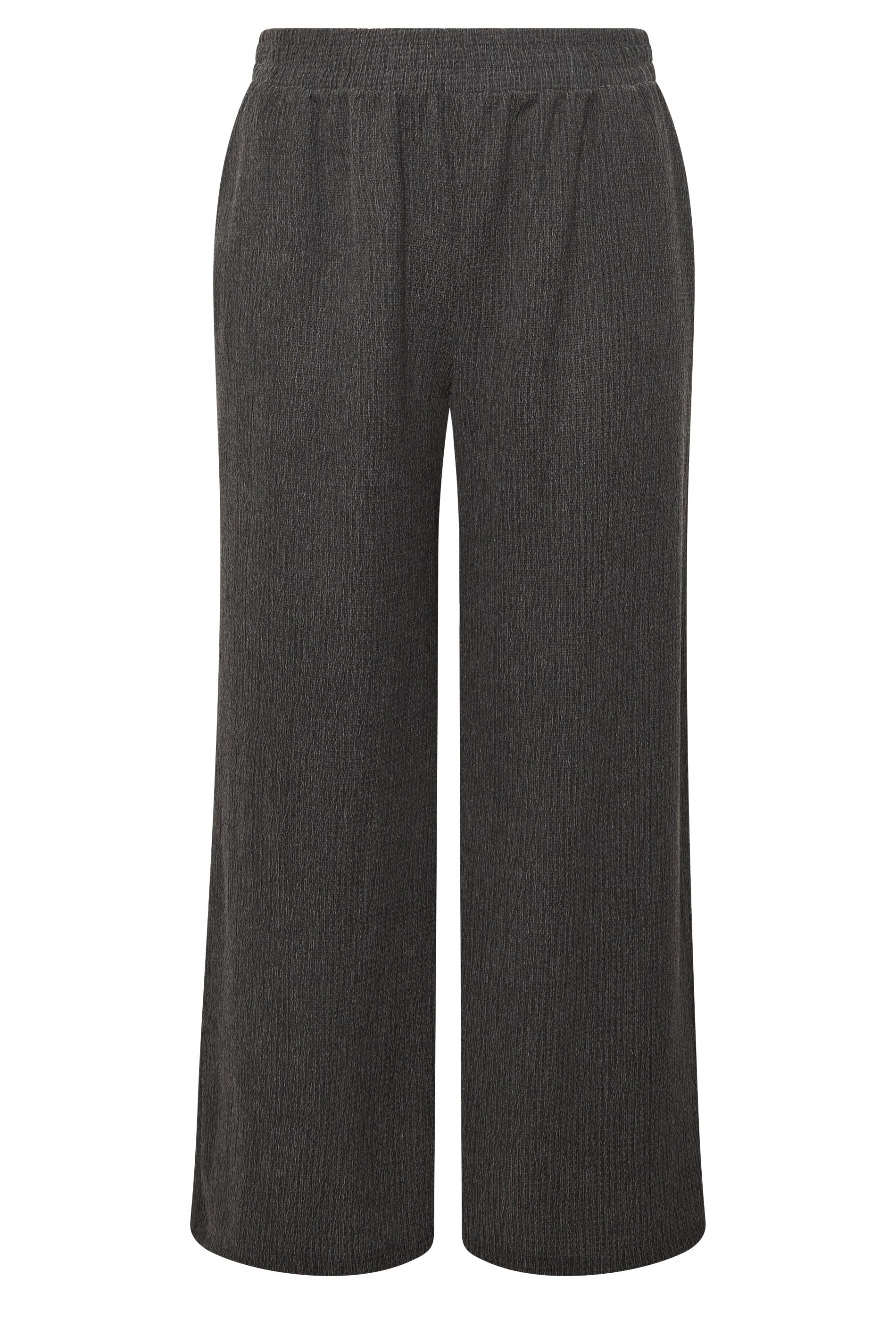 YOURS Plus Size Grey Wide Leg Textured Trousers | Yours Clothing 5