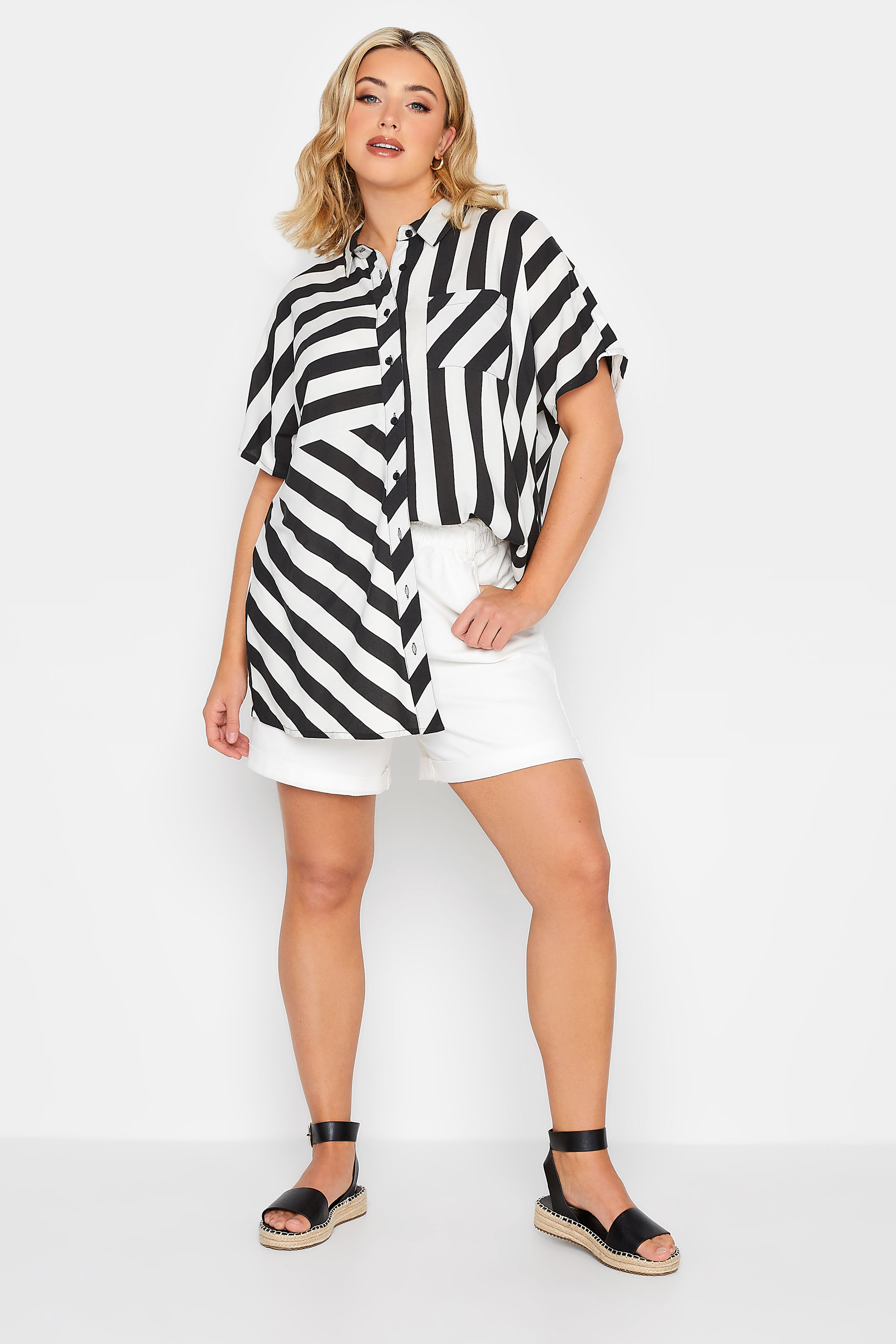 YOURS Plus Size Black Stripe Print Shirt | Yours Clothing 3
