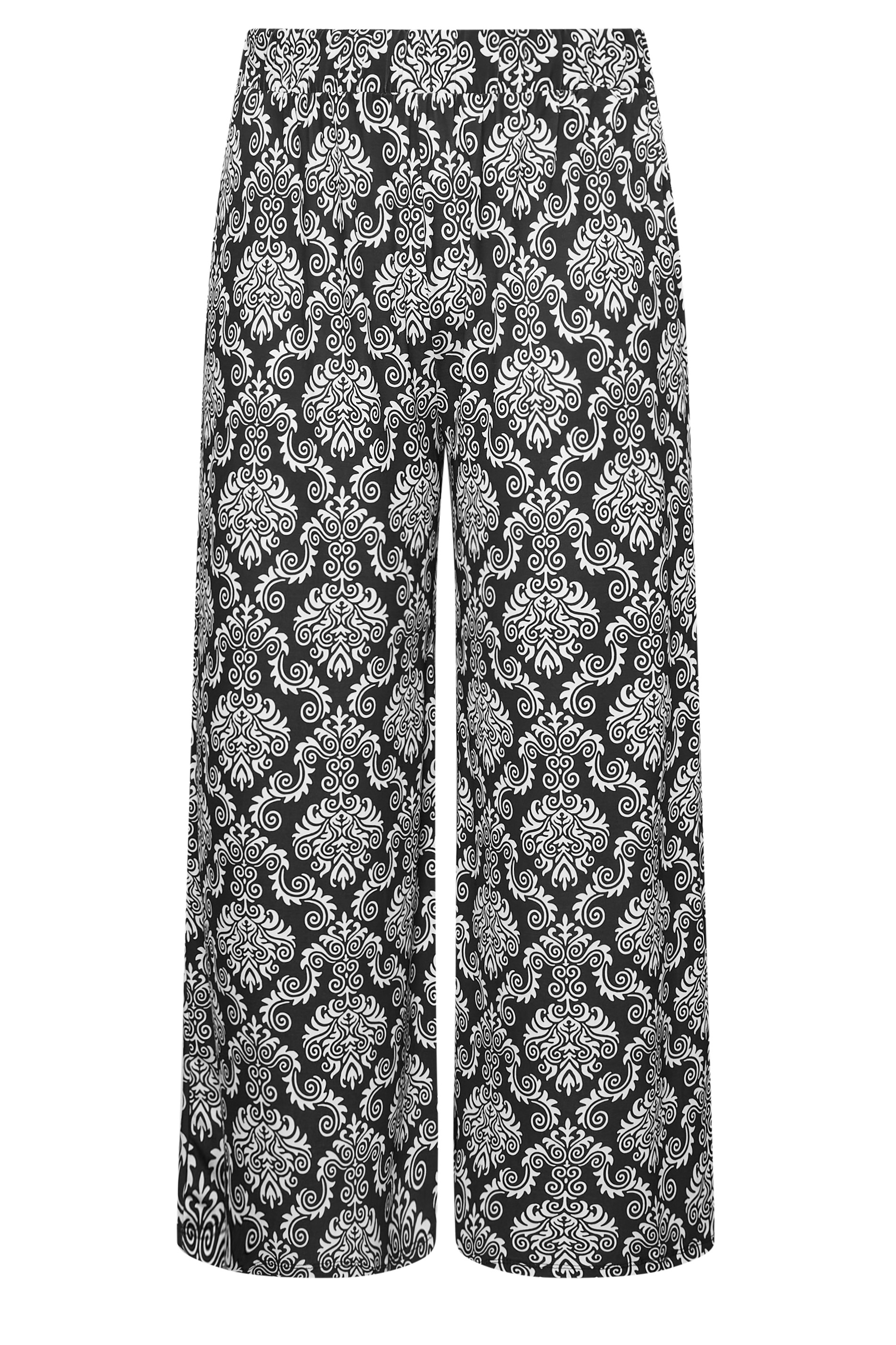 Yours Curve Women's Plus Size Paisley Print Pull On Wide Leg Trousers