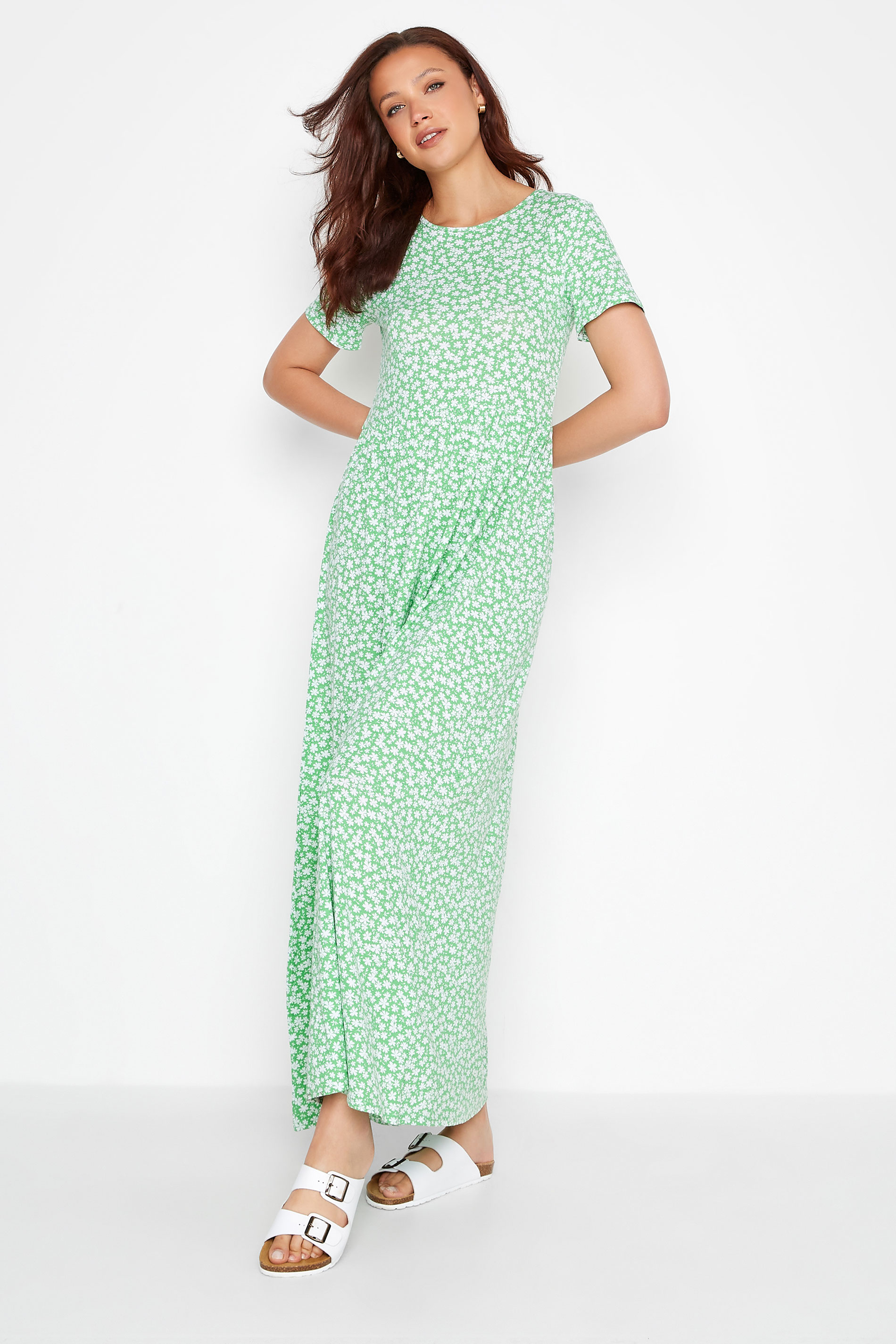 LTS Tall Green Ditsy Floral Maxi Dress 1