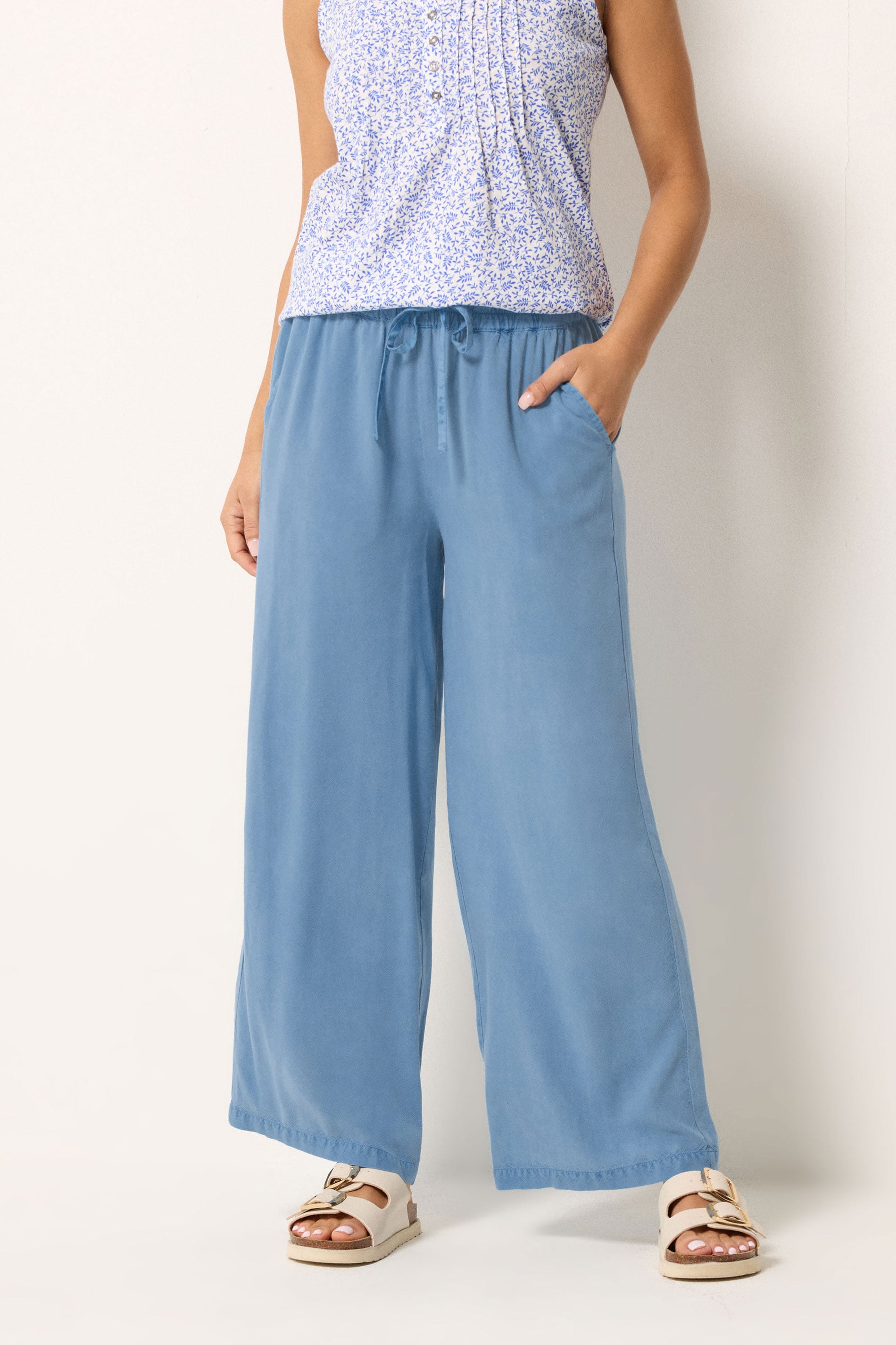 M&Co Light Blue Wide Leg Trousers | M&Co 3