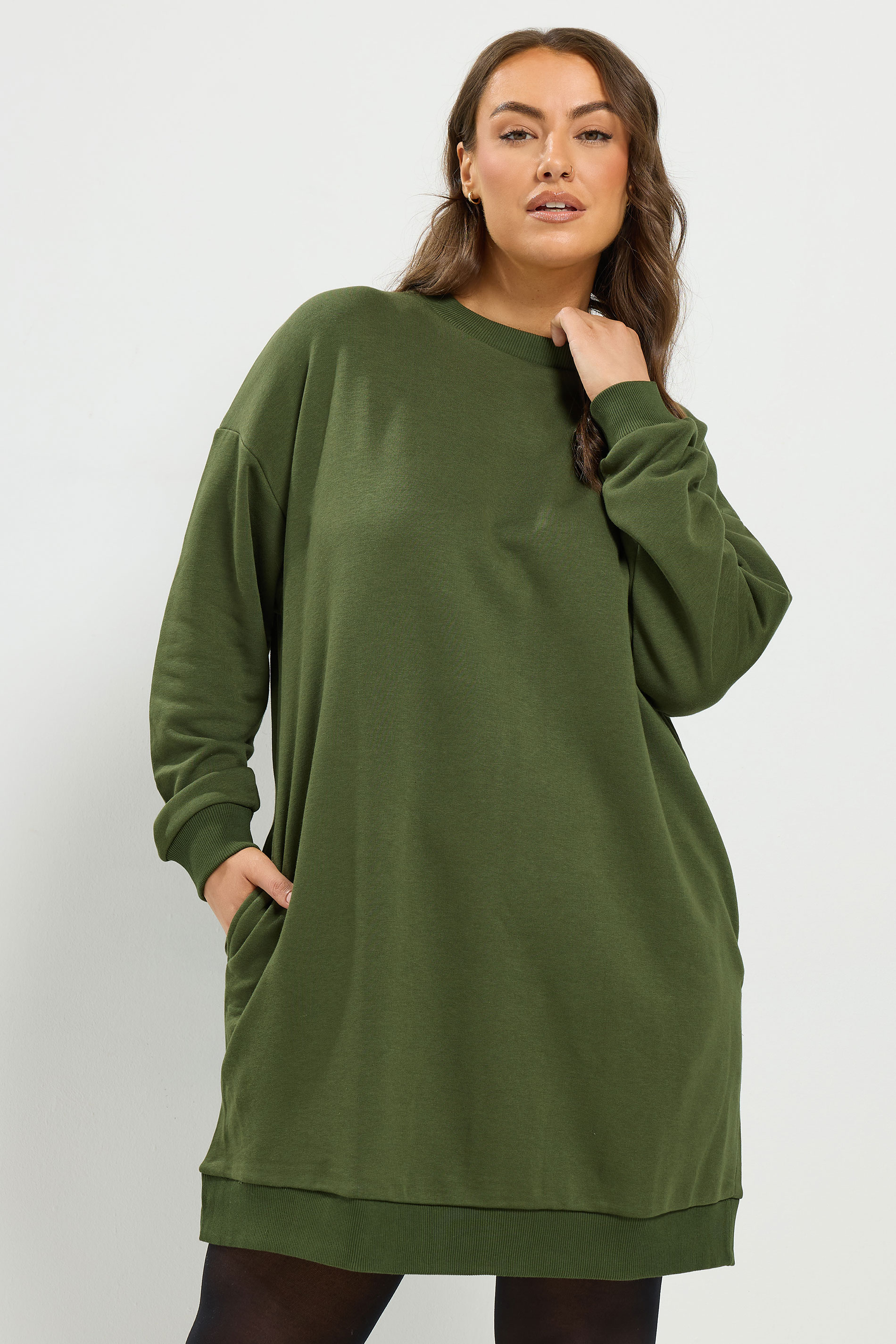 YOURS Plus Size Green Sweatshirt Dress