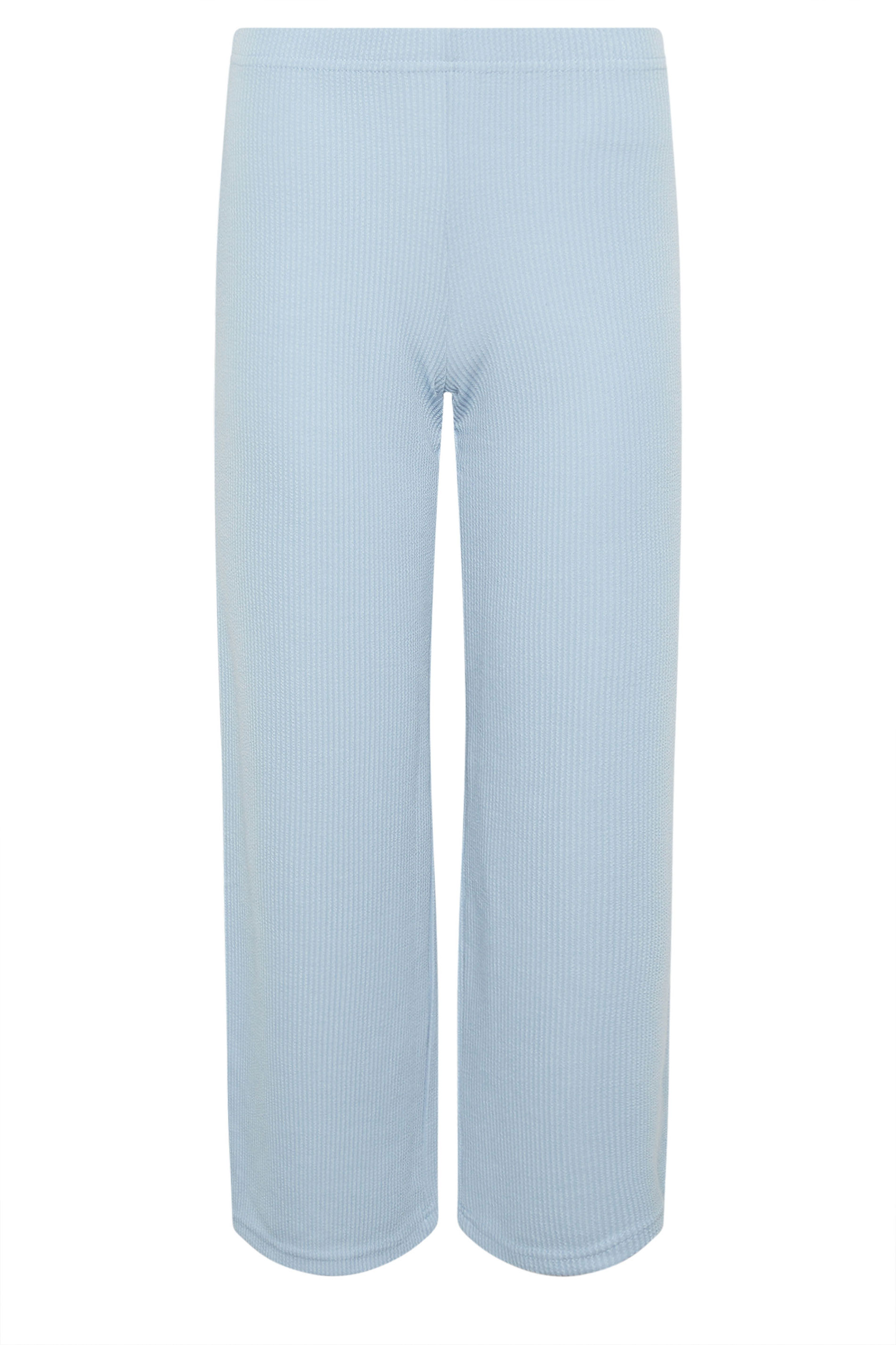 PixieGirl Petite Women's Light Blue Ribbed Wide Leg Trousers | PixieGirl 5