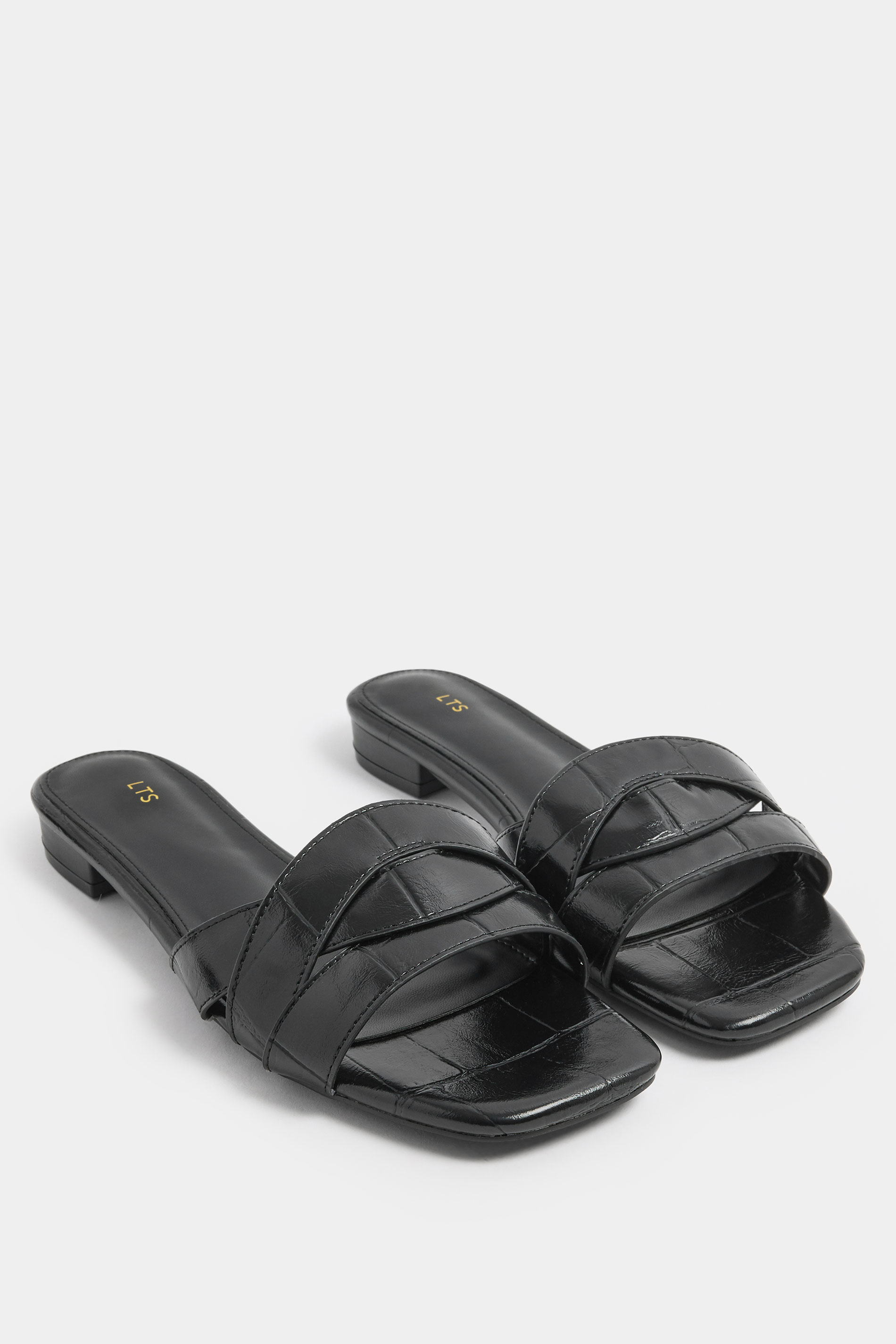 LTS Black Twisted Block Mule Sandals In Standard Fit | Long Tall Sally 3