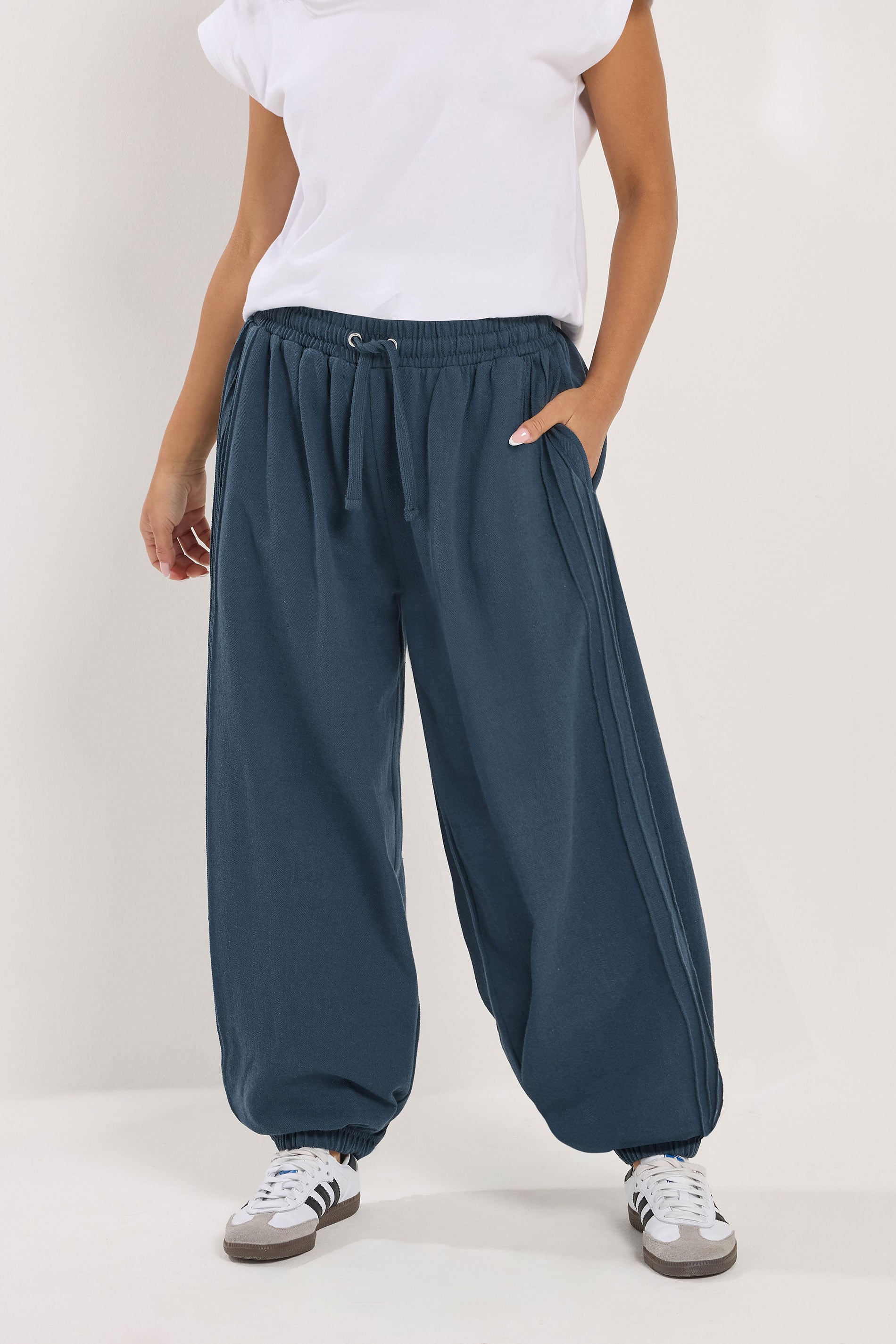 PixieGirl Petite Women's Dark Blue Balloon Trousers | PixieGirl 2
