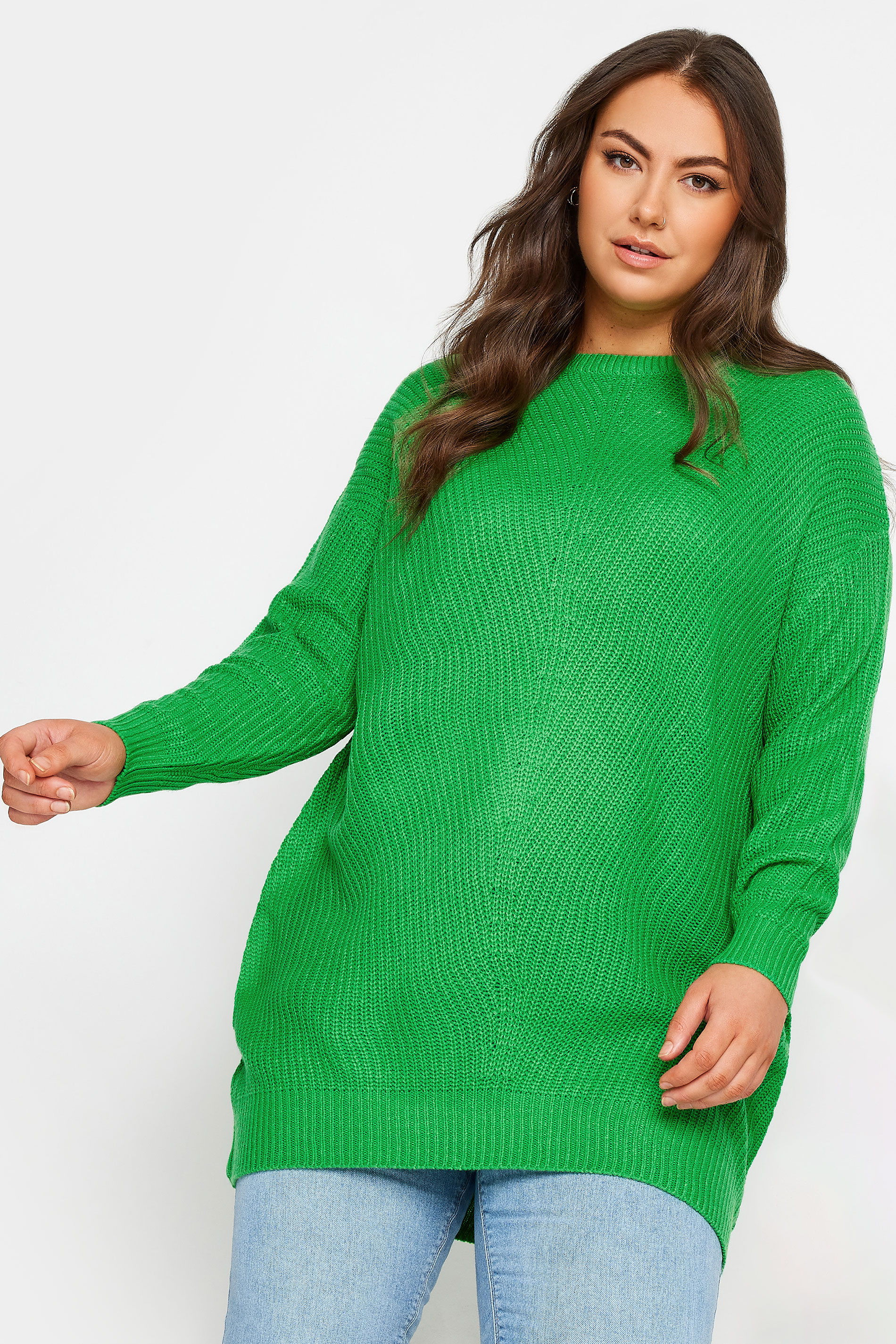 YOURS Plus Size Green Essential Jumper | Yours Clothing 1