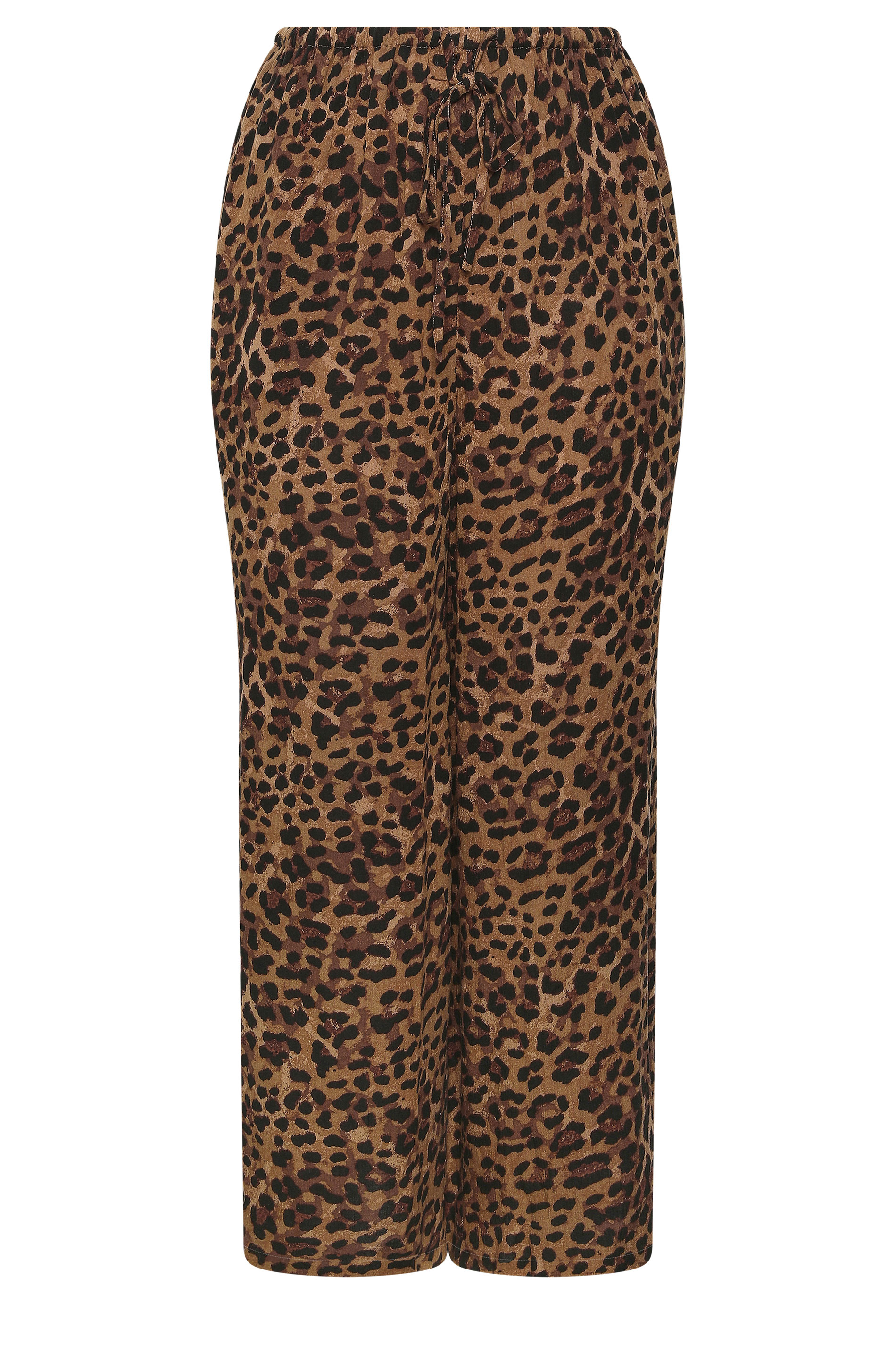 LIMITED COLLECTION Plus Size Brown Leopard Crinkle Trousers | Yours Clothing 5