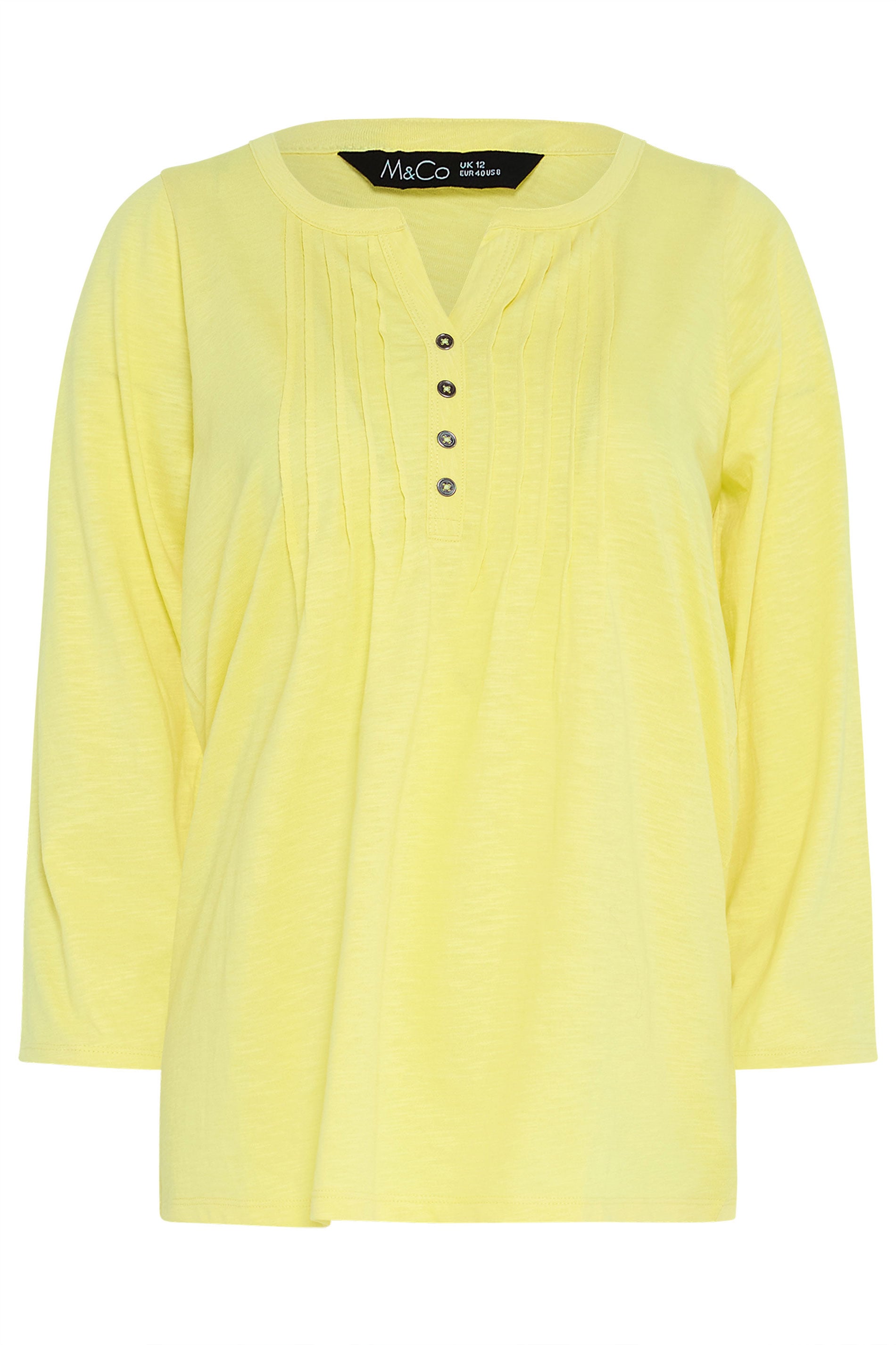 M&Co Yellow Cotton Henley Top | M&Co 5