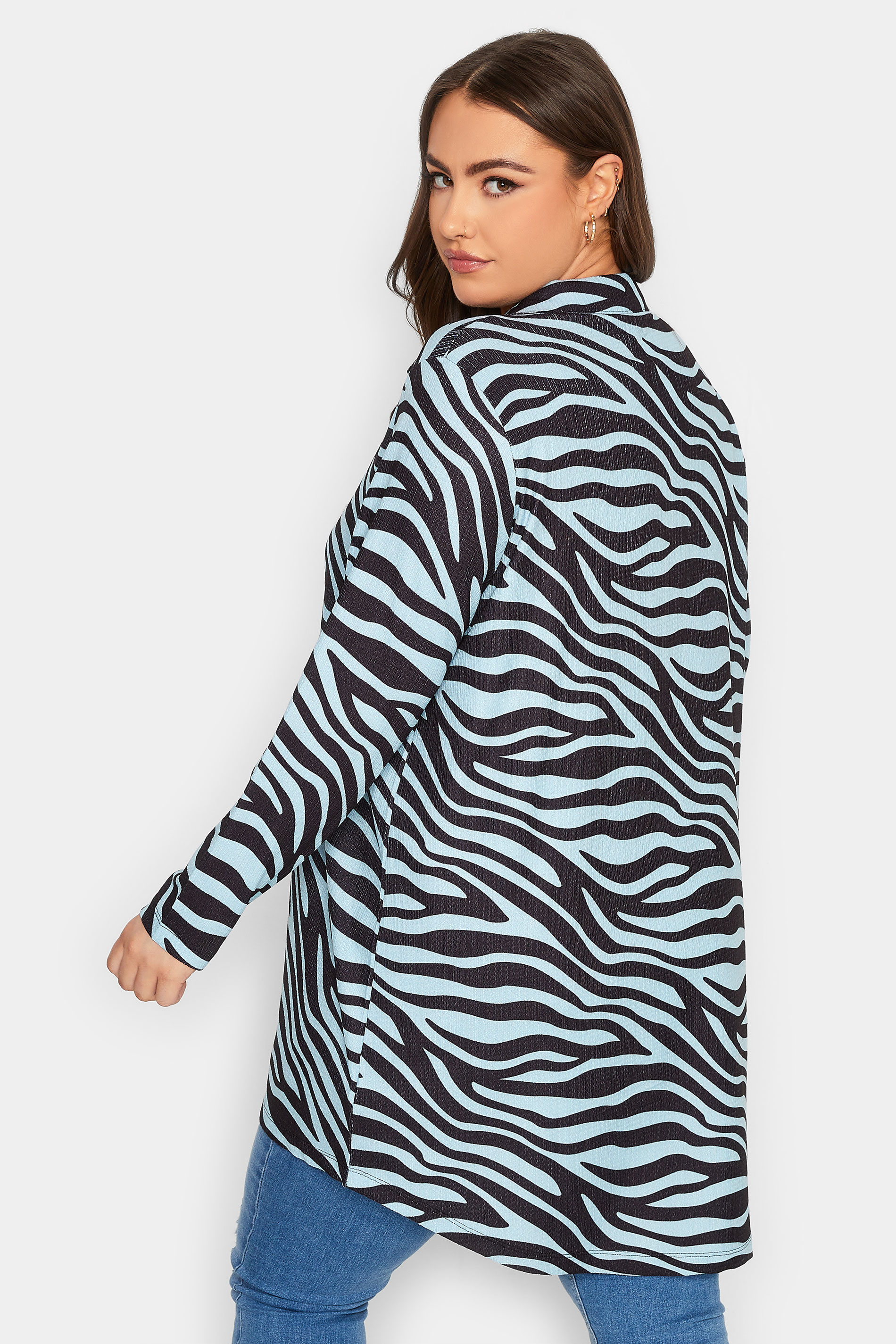 YOURS Plus Size Blue & Black Zebra Print Shirt | Yours Clothing 3