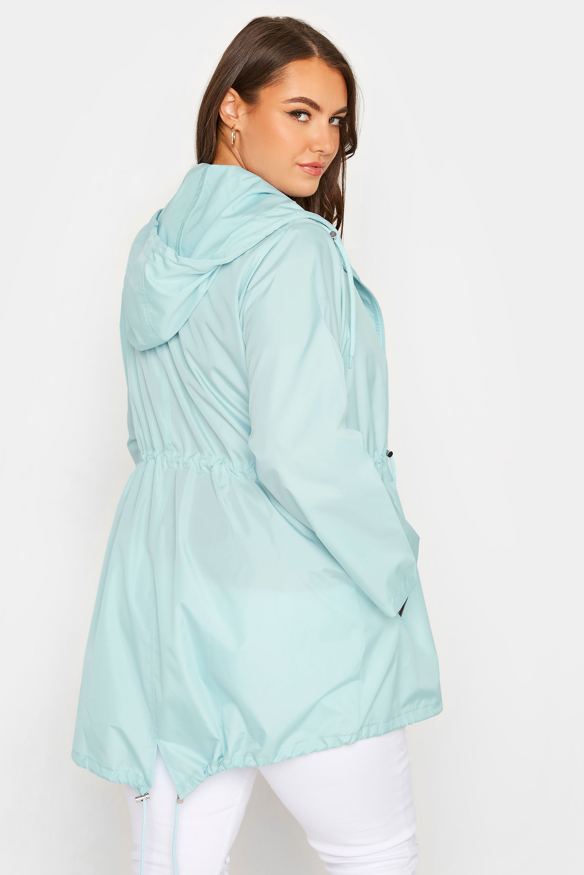 Plus Size Light Blue Pocket Parka | Yours Clothing 1