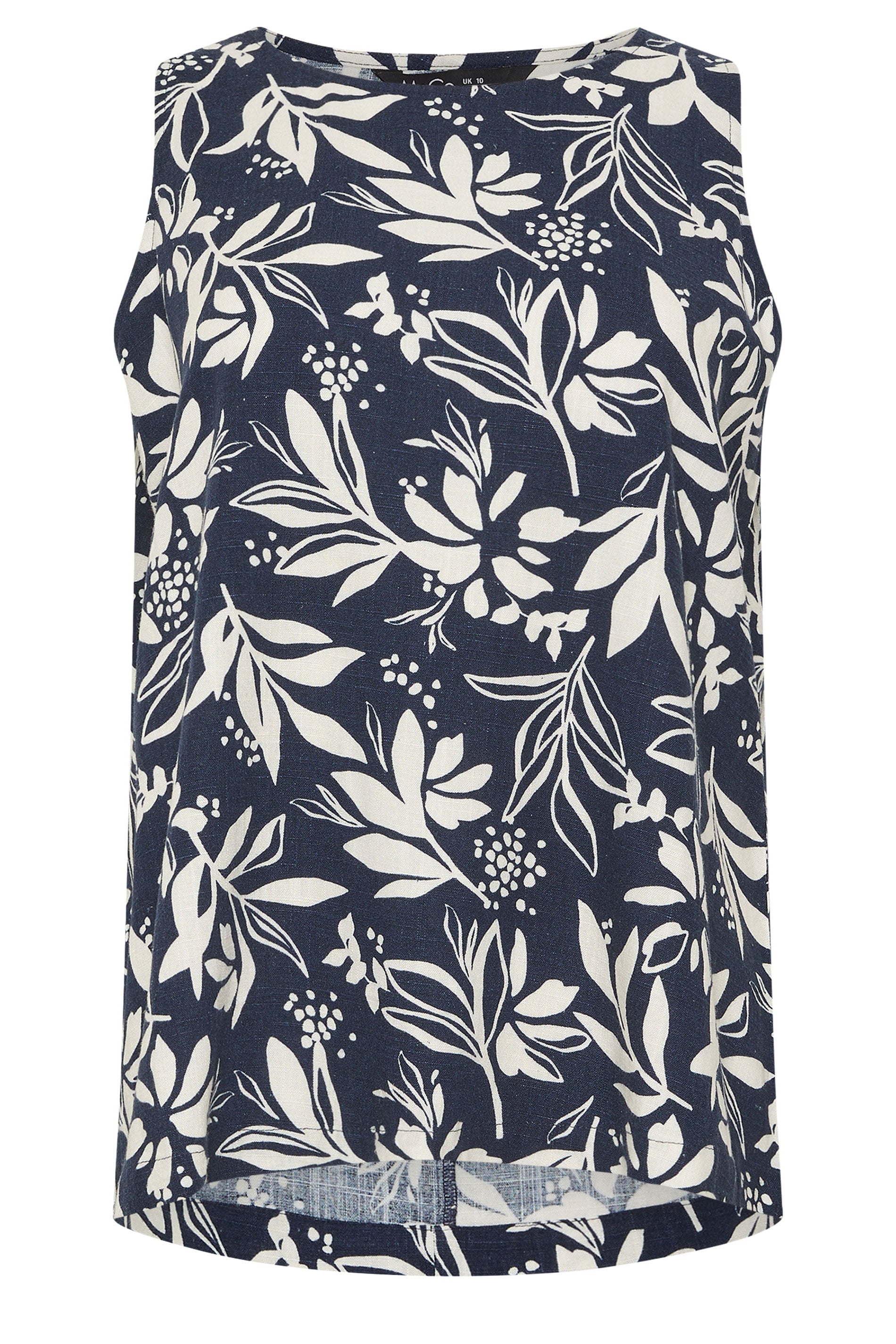 M&Co Navy Blue Abstract Floral Linen Vest Top | M&Co 6
