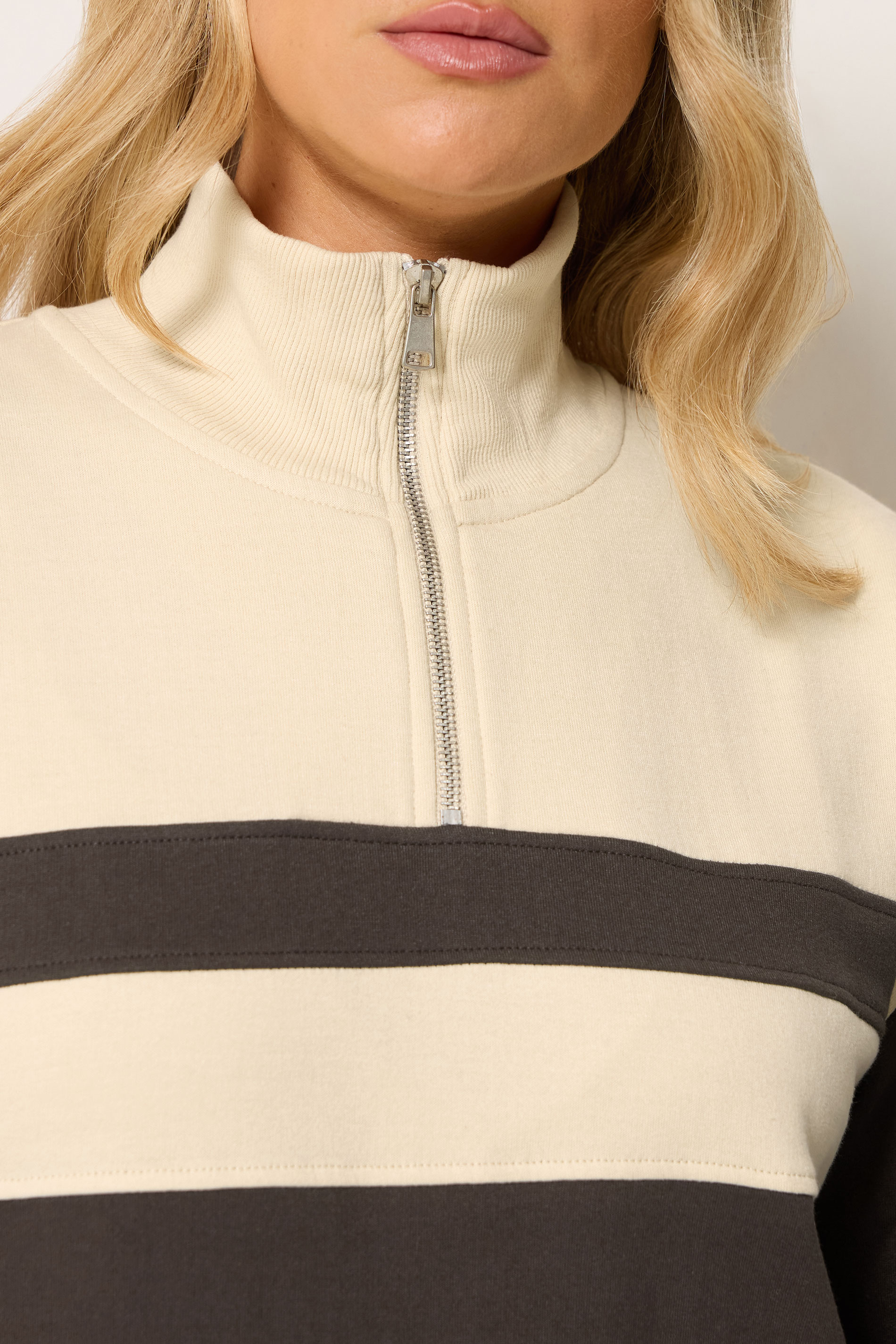 LTS Tall Women's Brown Colour Block Half Zip Sweatshirt | Long Tall sally 4