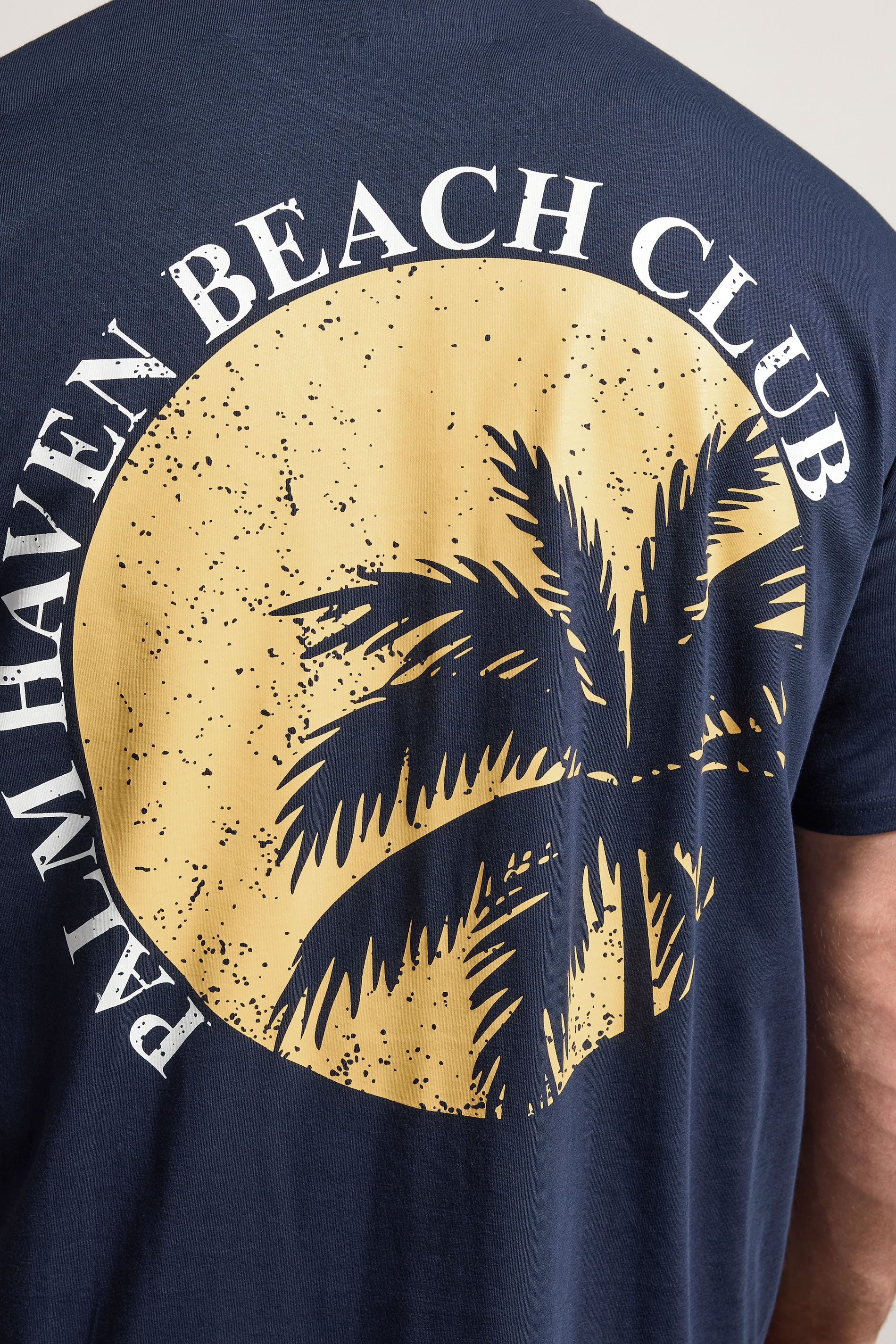 BadRhino Big & Tall Navy Blue Extra Long 'Palm Beach Club' Graphic T-Shirt | BadRhino 4