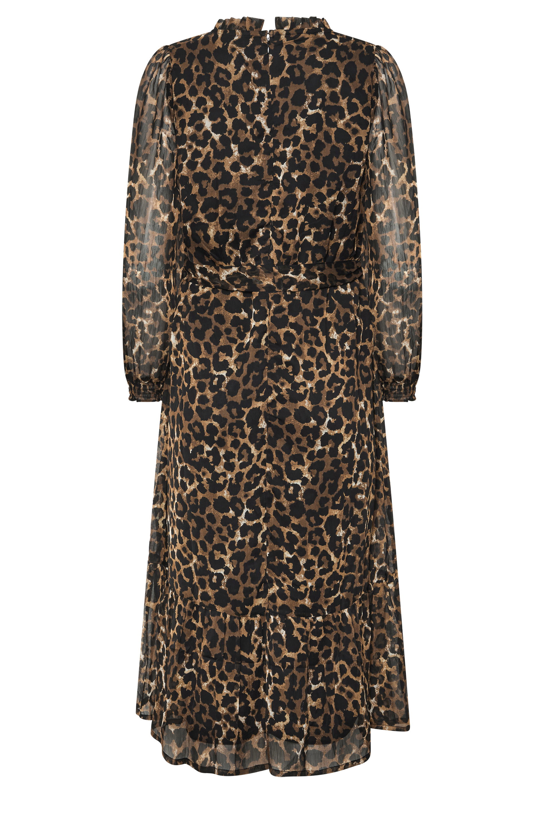 M&Co Brown Animal Print Long Sleeve Ruffle Trim Dress | M&Co 6