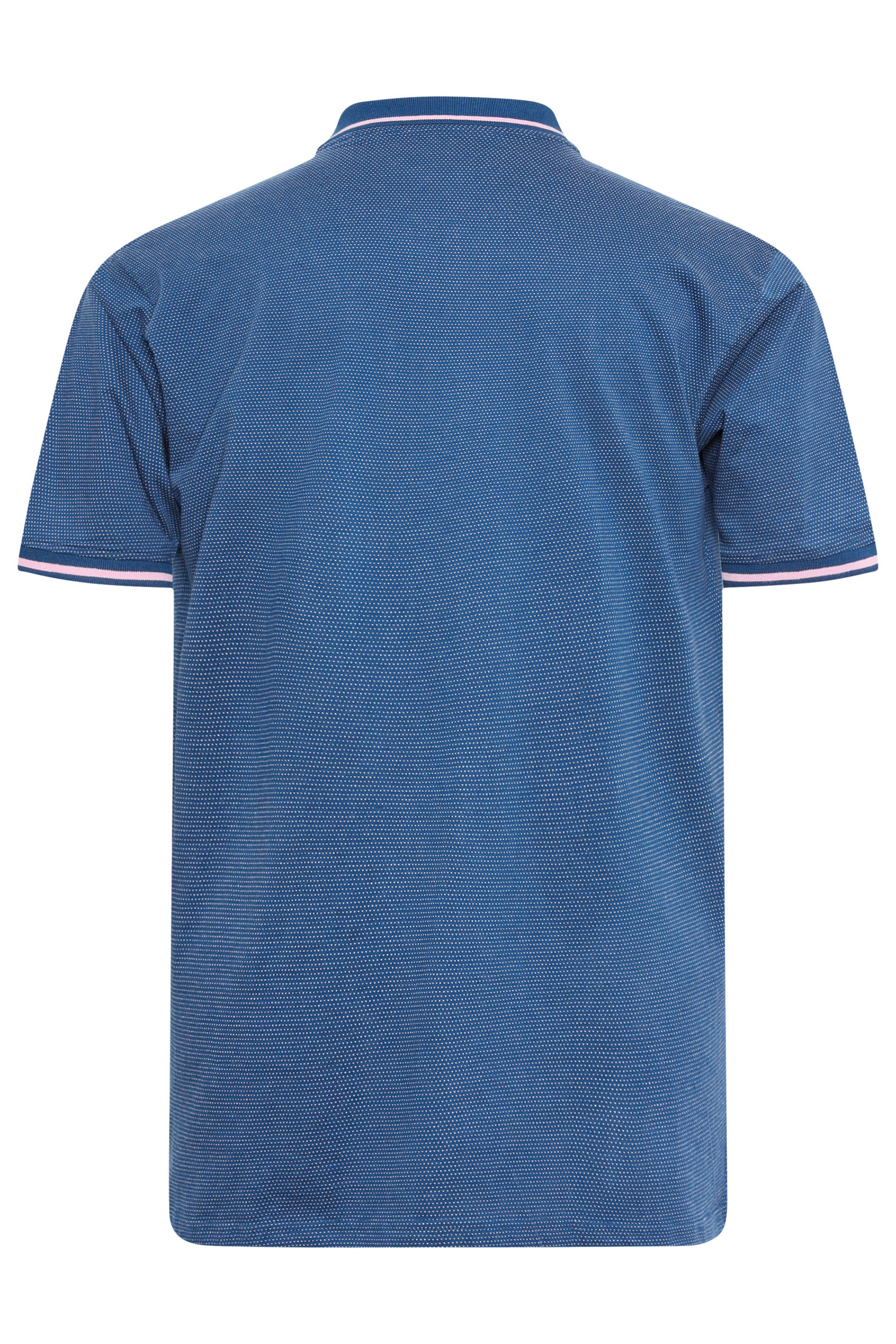 KAM Big & Tall Blue Dobby Jersey Polo Shirt | BadRhino 3