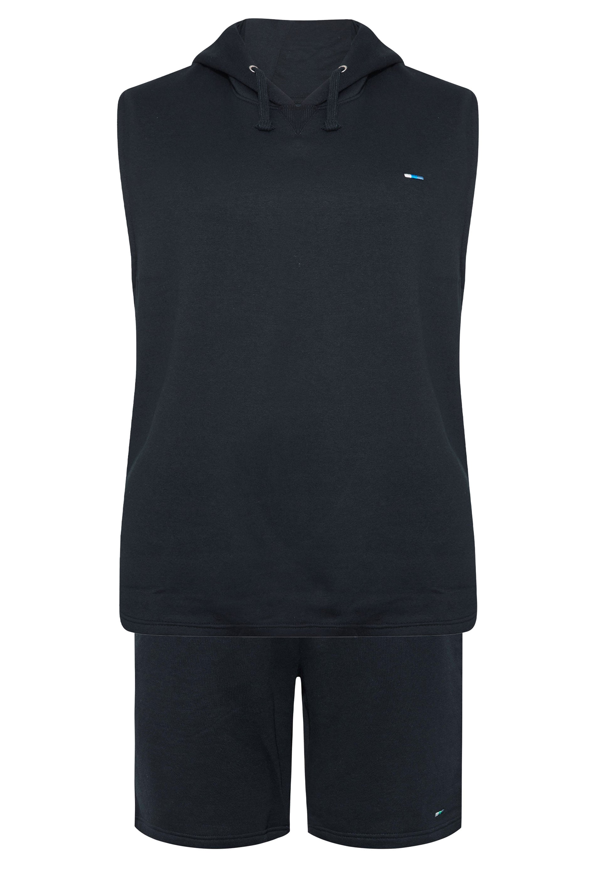 BadRhino Big & Tall Navy Blue Sleeveless Hoodie & Short Set | BadRhino 1
