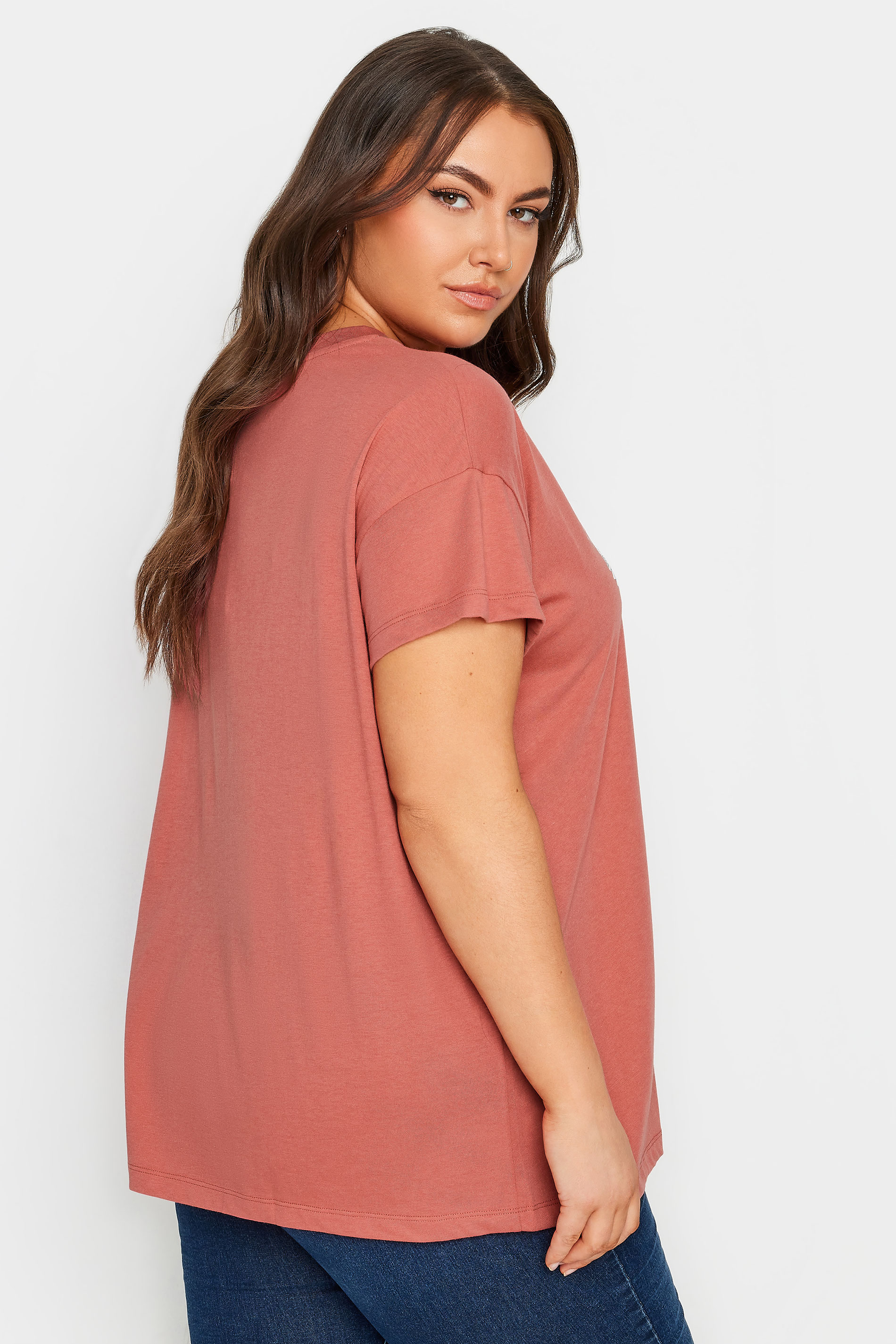 YOURS Plus Size Pink 'Bloom And Smile' Printed T-Shirt | Yours Clothing 3