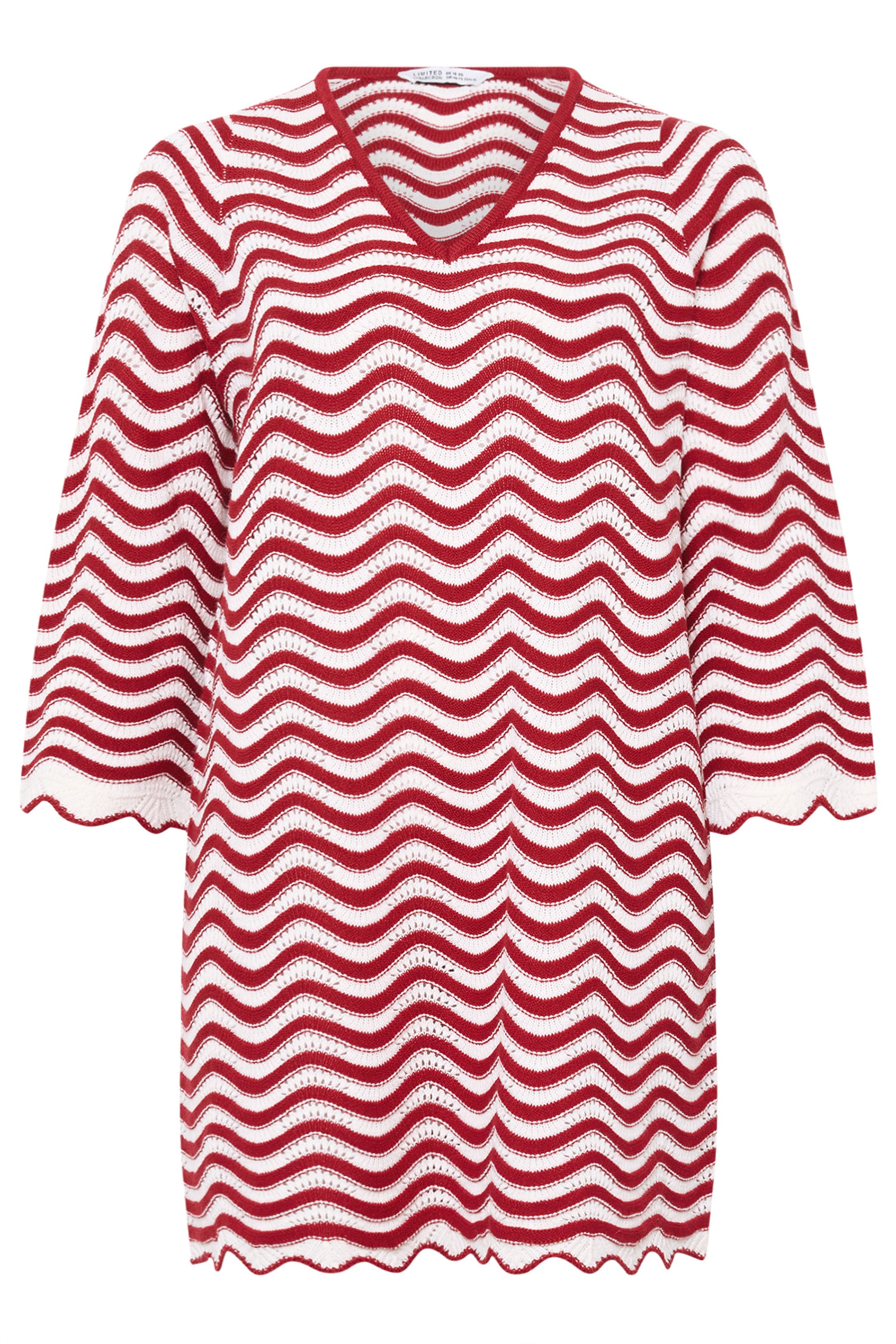 LIMITED COLLECTION Plus Size Red Stripe Crochet Knitted Dress | Yours Clothing 5