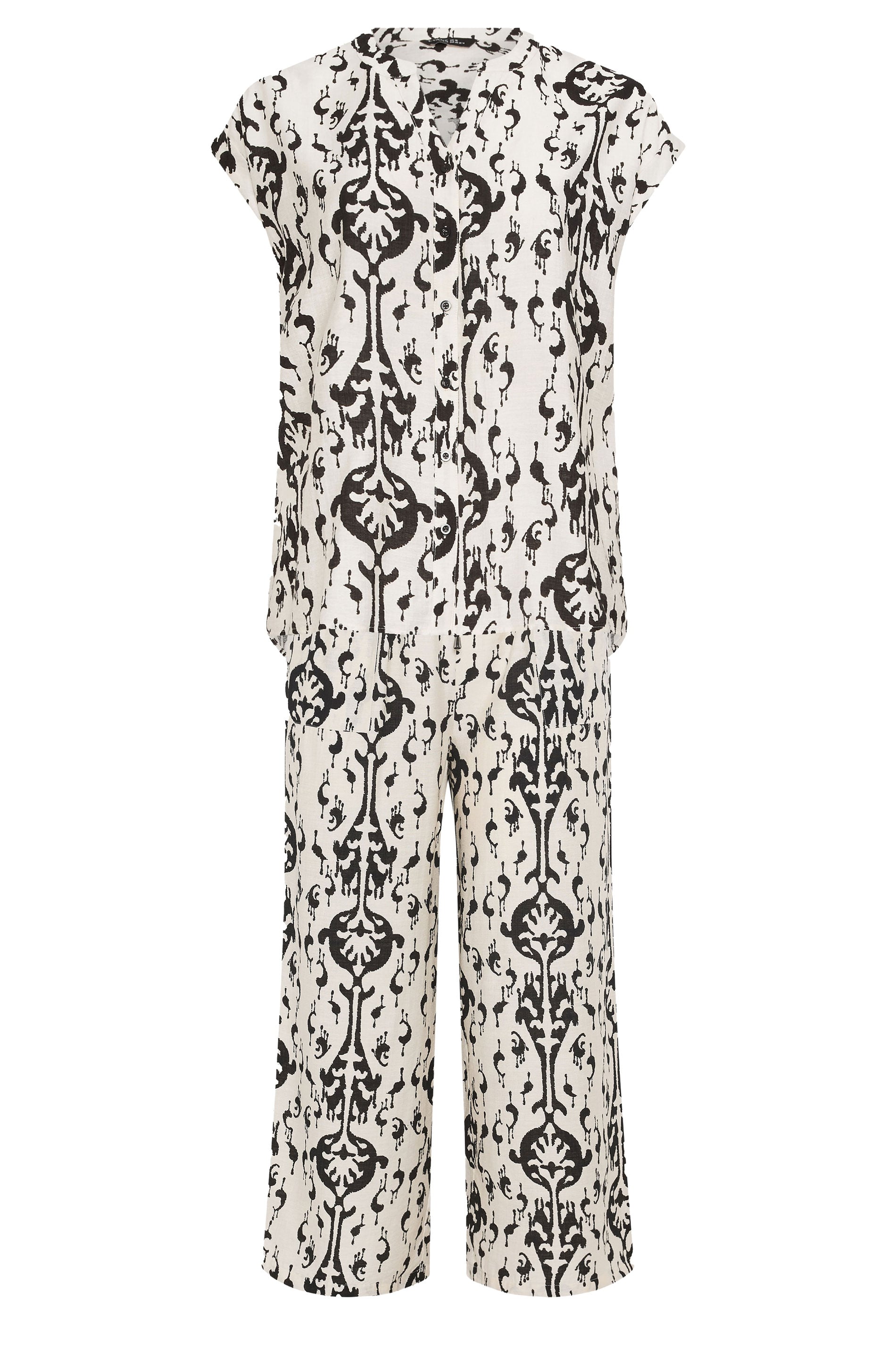 EVANS Plus Size Set White Abstract Print Blouse & Trouser | Evans 7