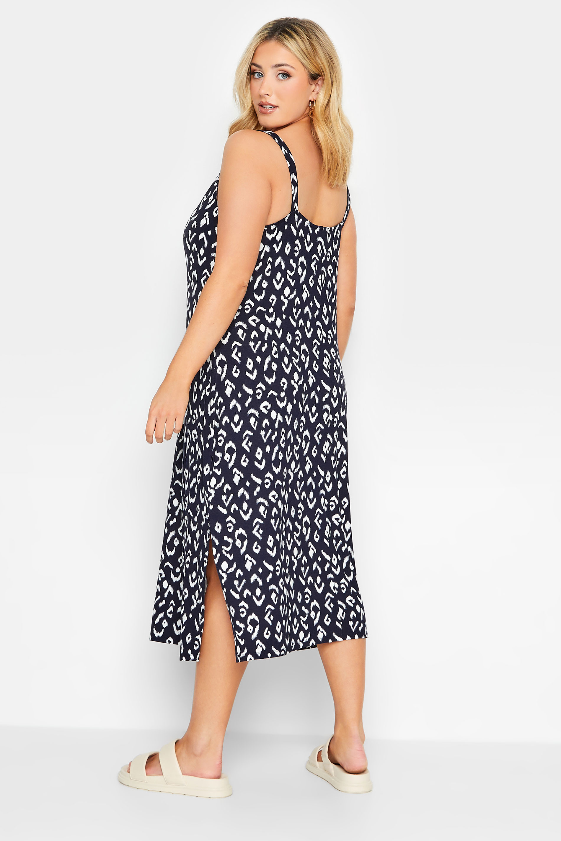 YOURS Plus Size Navy Blue Ikat Print Beach Dress | Yours Clothing 3