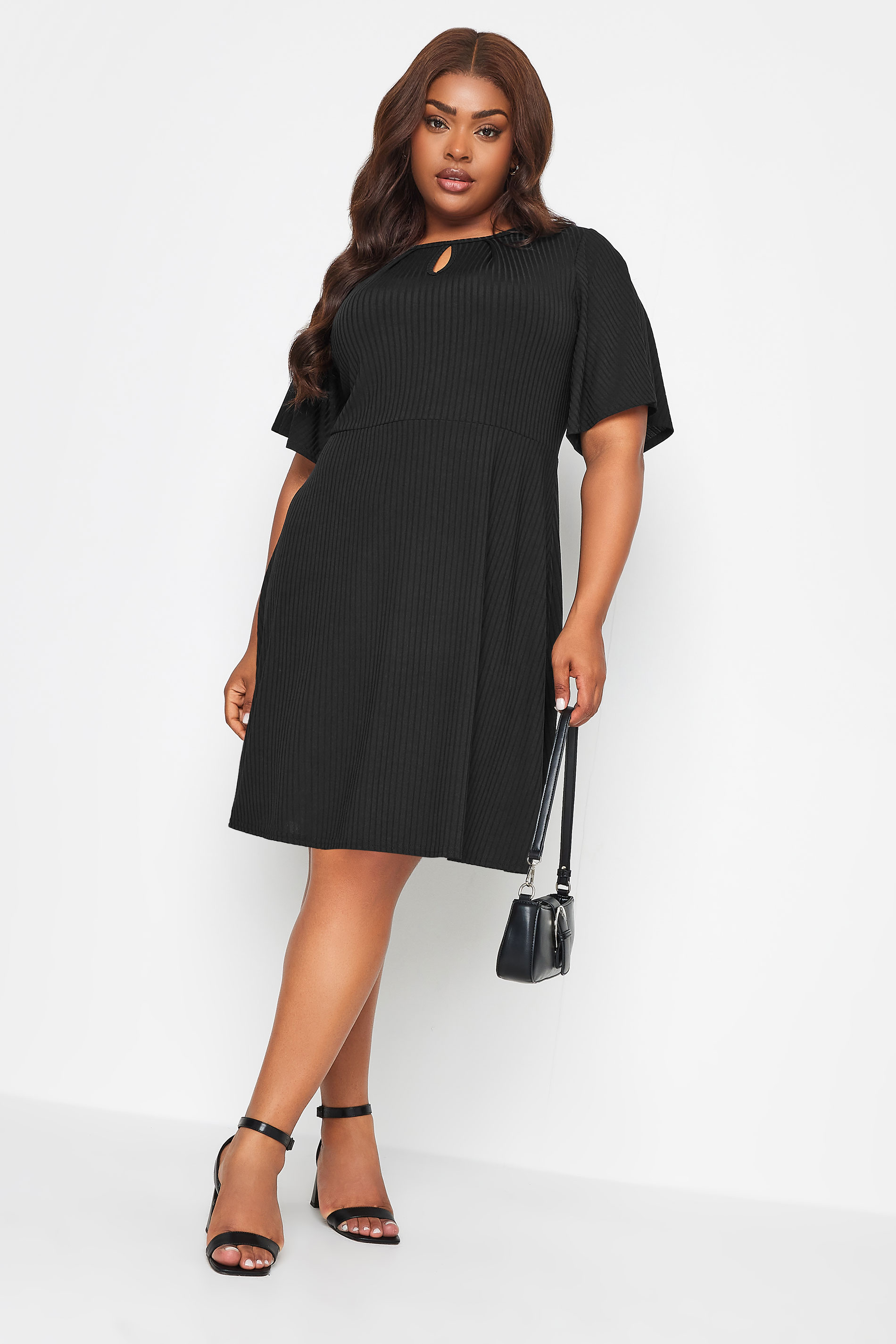 YOURS Plus Size Black Keyhole Mini Dress | Yours Clothing
