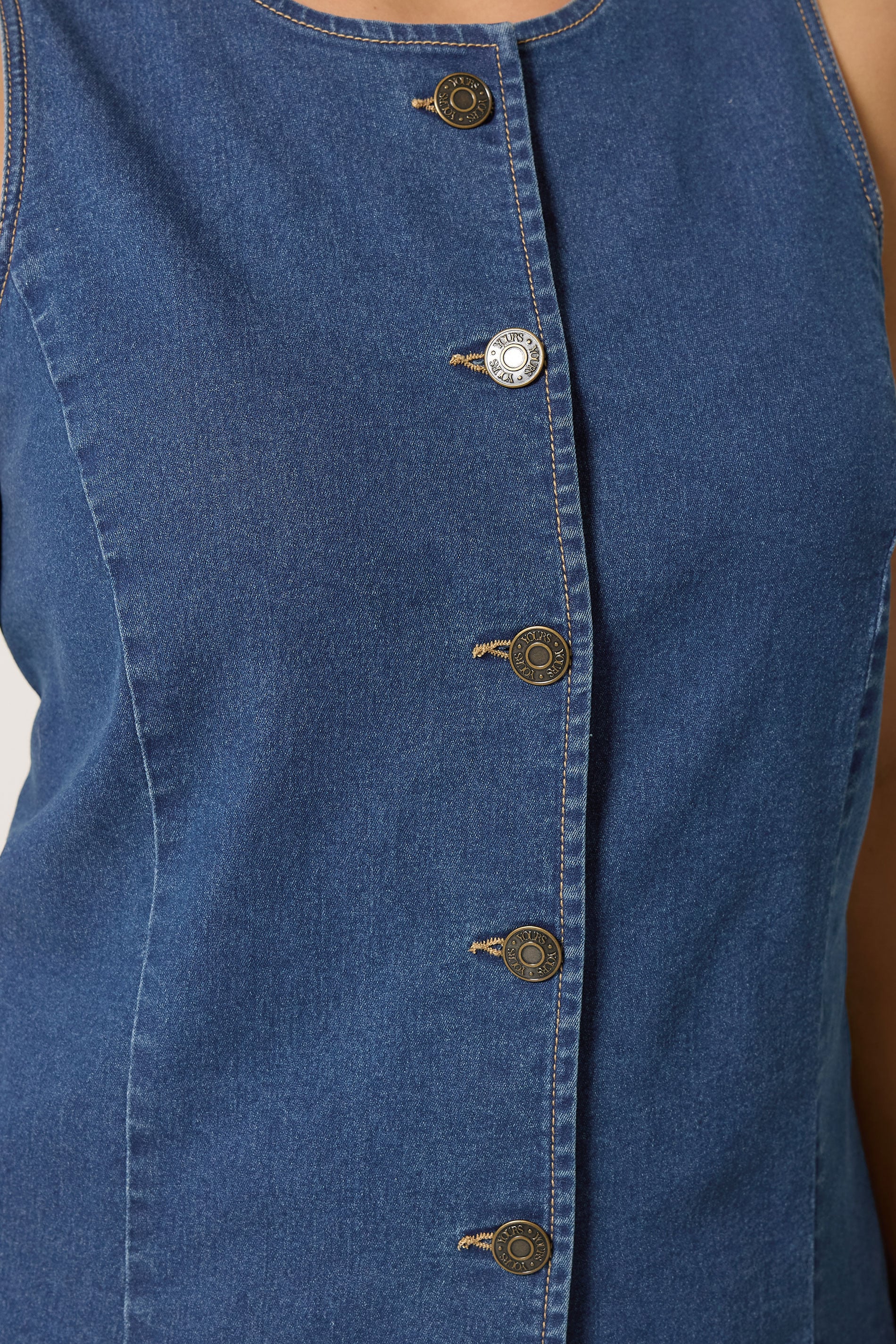 YOURS Plus Size Mid Blue Denim Waistcoat | Yours Clothing 4