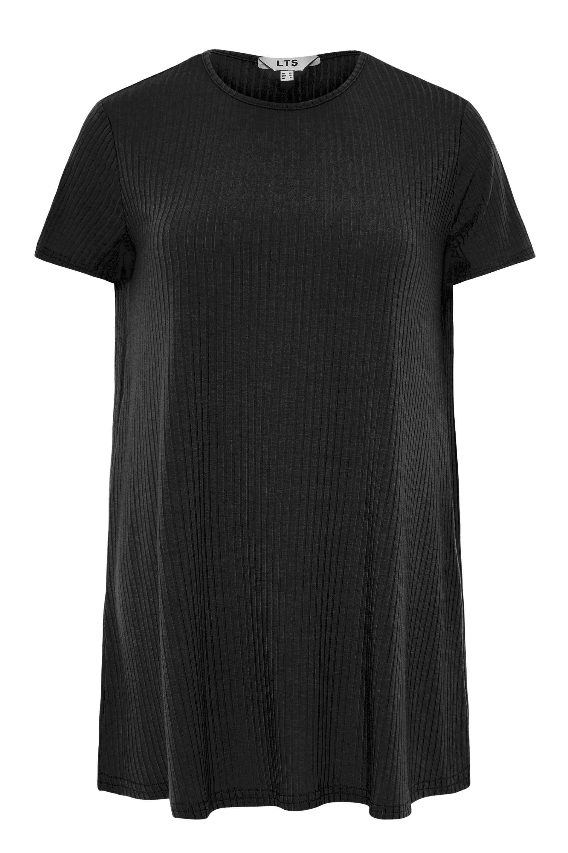LTS Black Rib Oversized T-shirt | Long Tall Sally