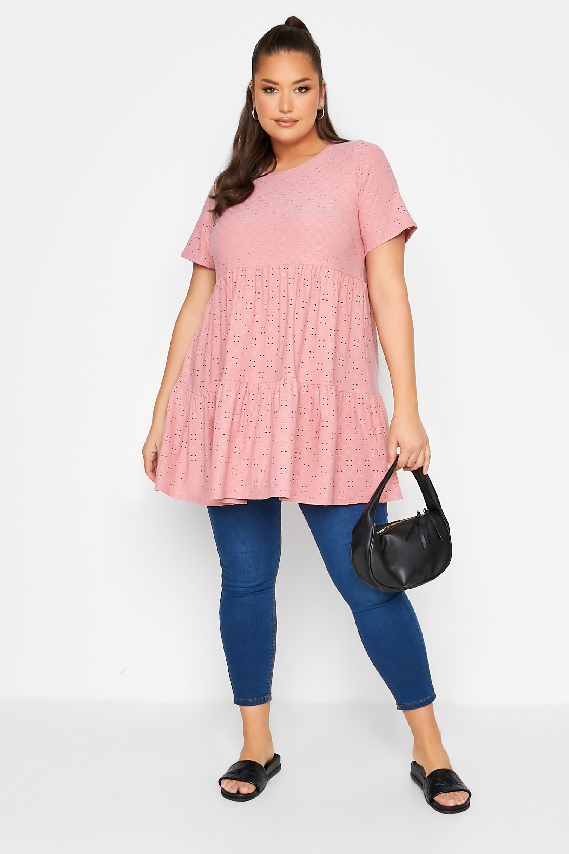 Grande taille  Tops Grande taille  Tops dÉté | LIMITED COLLECTION - Top Rose Smocké Broderie Anglaise - BX09332