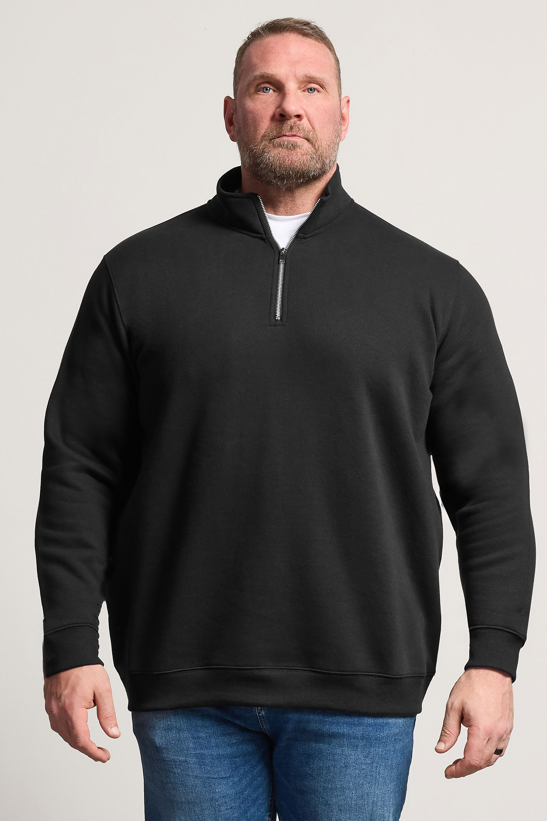 BadRhino Big & Tall Black Quarter Zip Sweatshirt | BadRhino 1