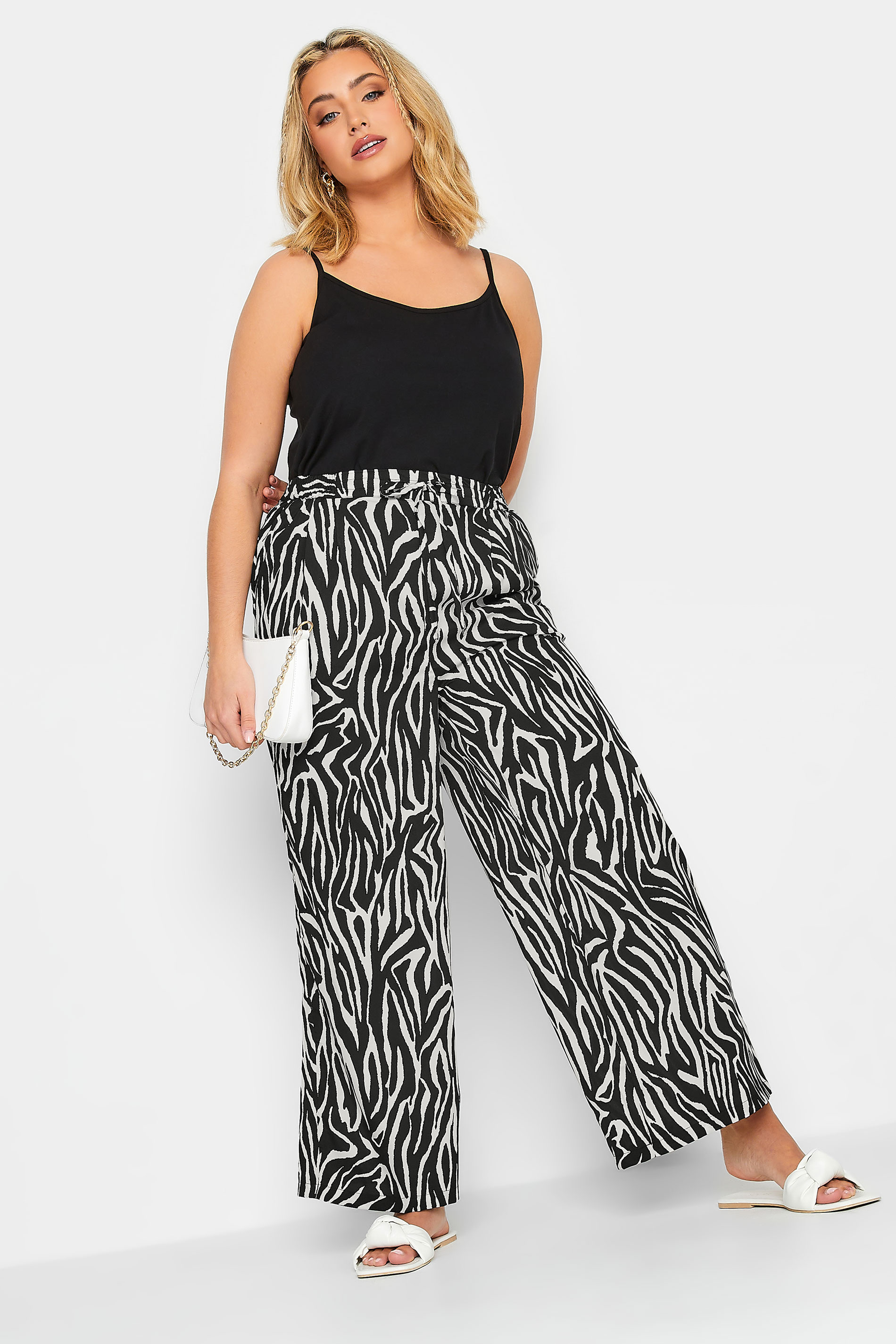 LIMITED COLLECTION Plus Size Black Zebra Print Wide Leg Trousers | Yours Clothing  3