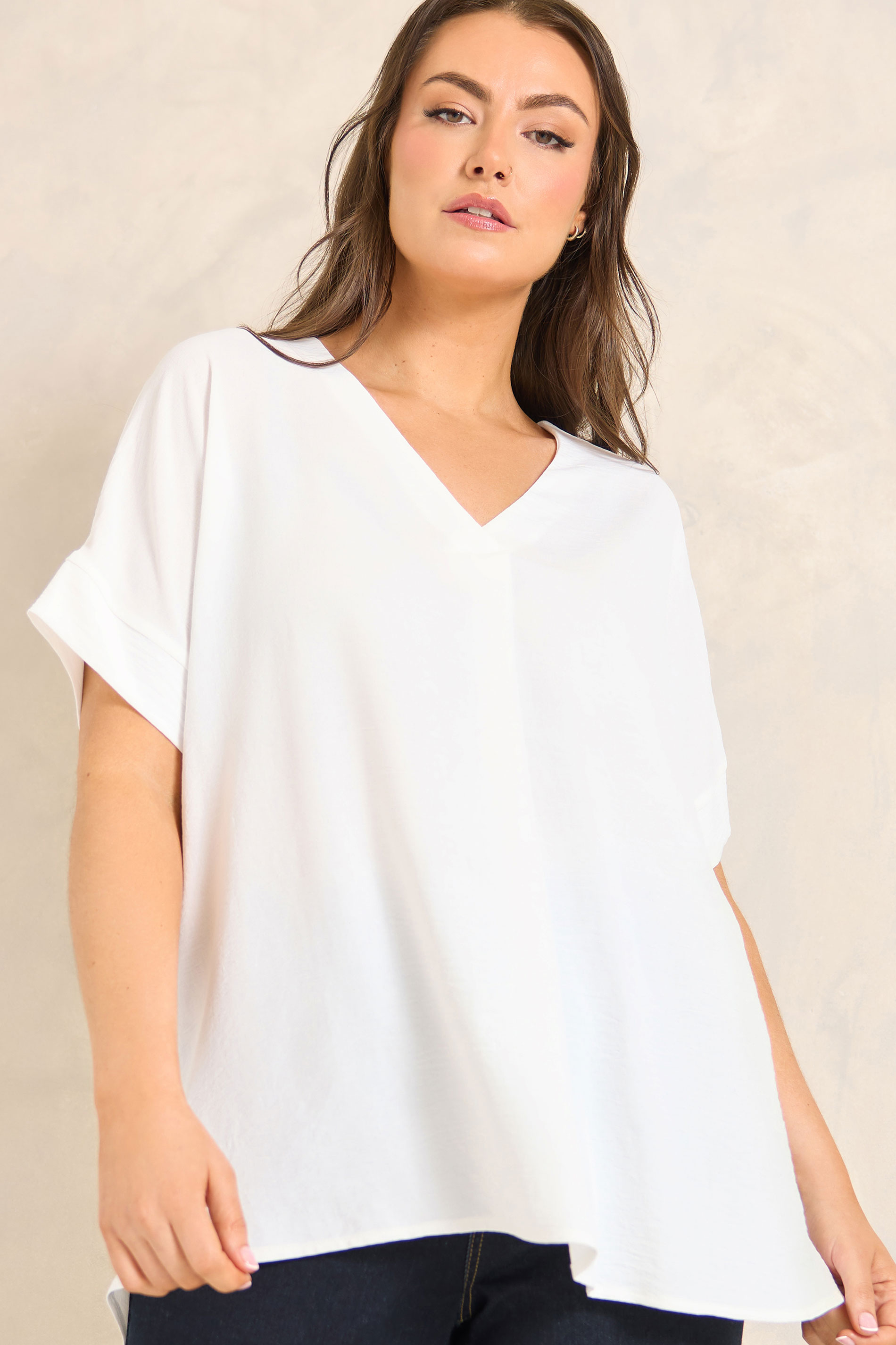 EVANS Plus Size White Short Sleeve Woven Blouse | Evans 1