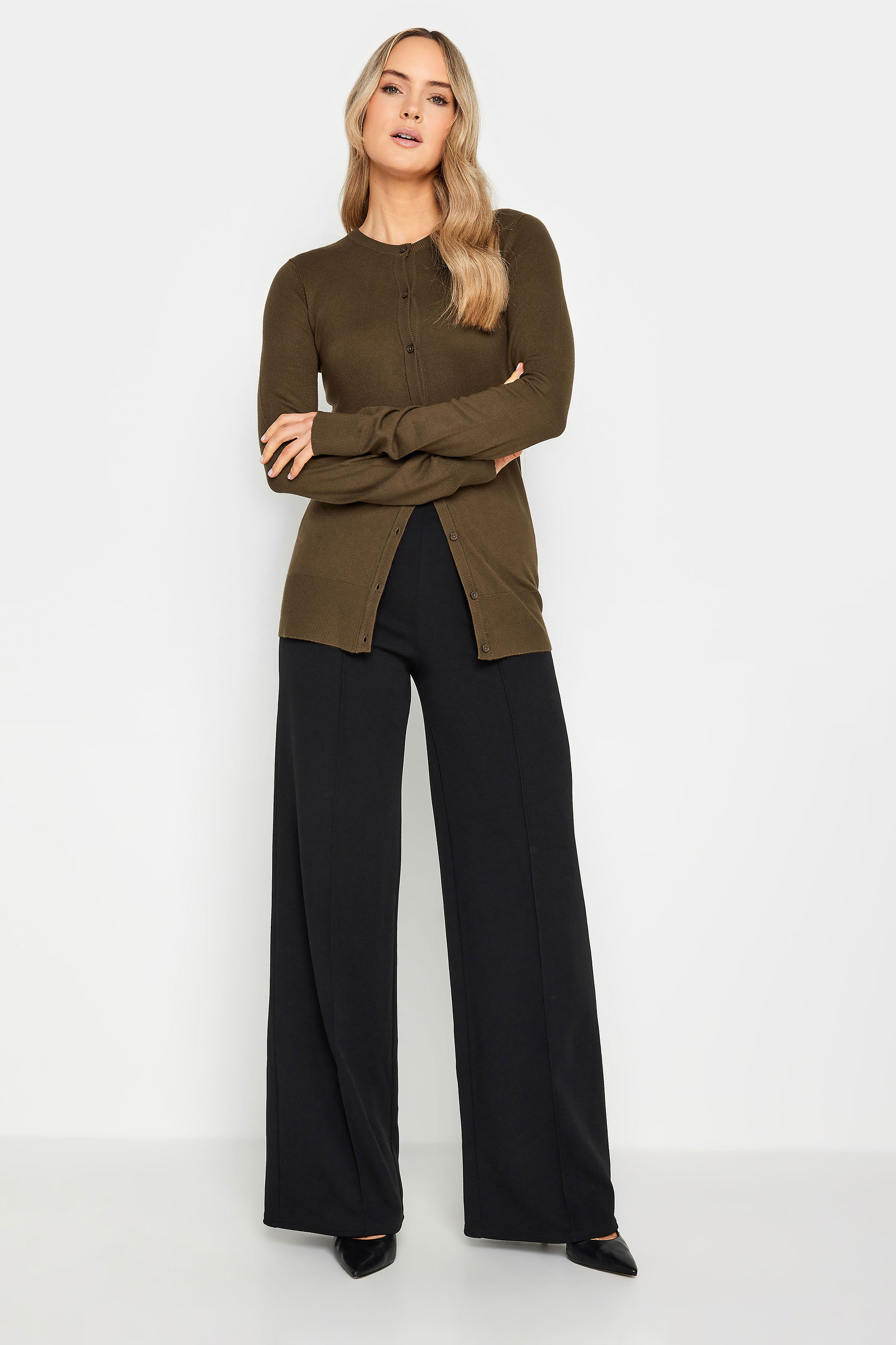 LTS Tall Chocolate Brown Button Down Knit Cardigan | Long Tall Sally  3