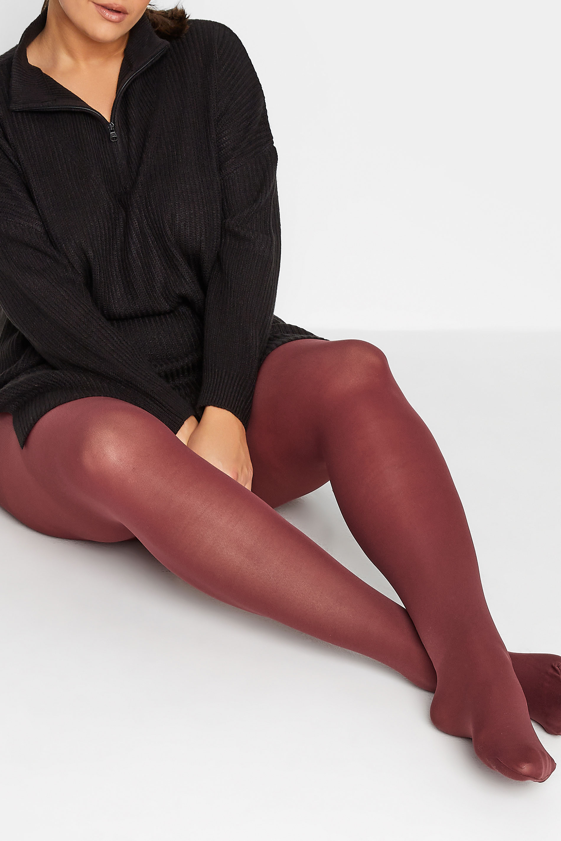 Burgundy 50 Denier Tights | Yours Clothing 1