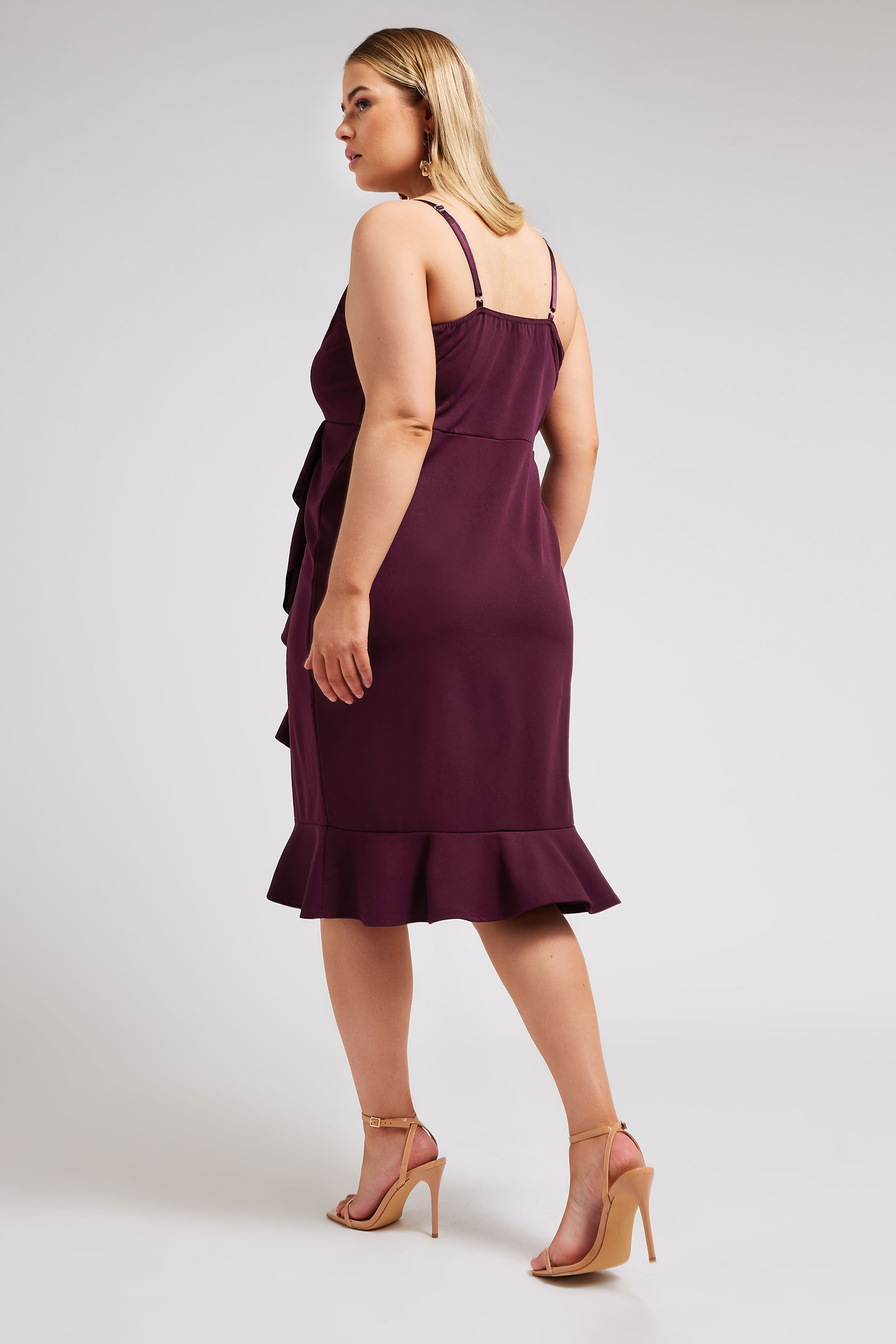 YOURS LONDON Plus Size Purple Ruffle Wrap Dress | Yours Clothing 3