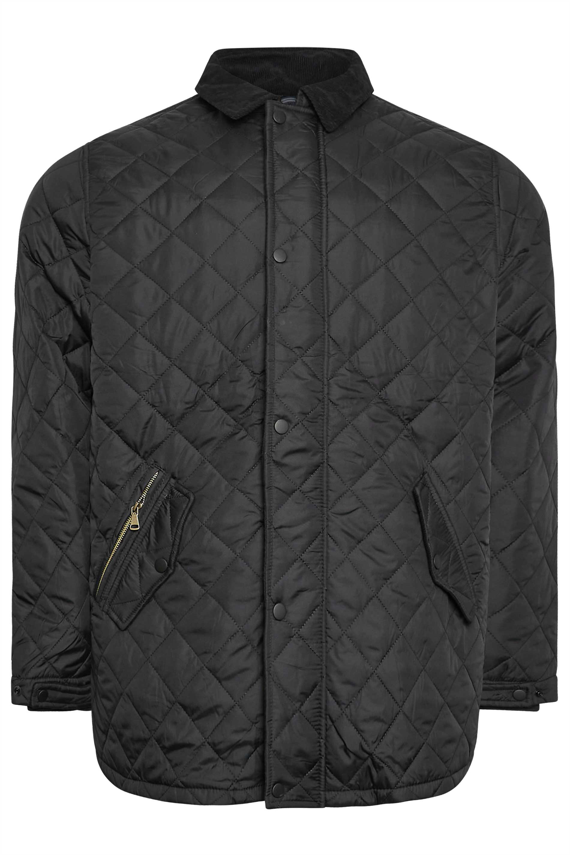 D555 Big & Tall Black Quilted Puffer Coat | BadRhino  2