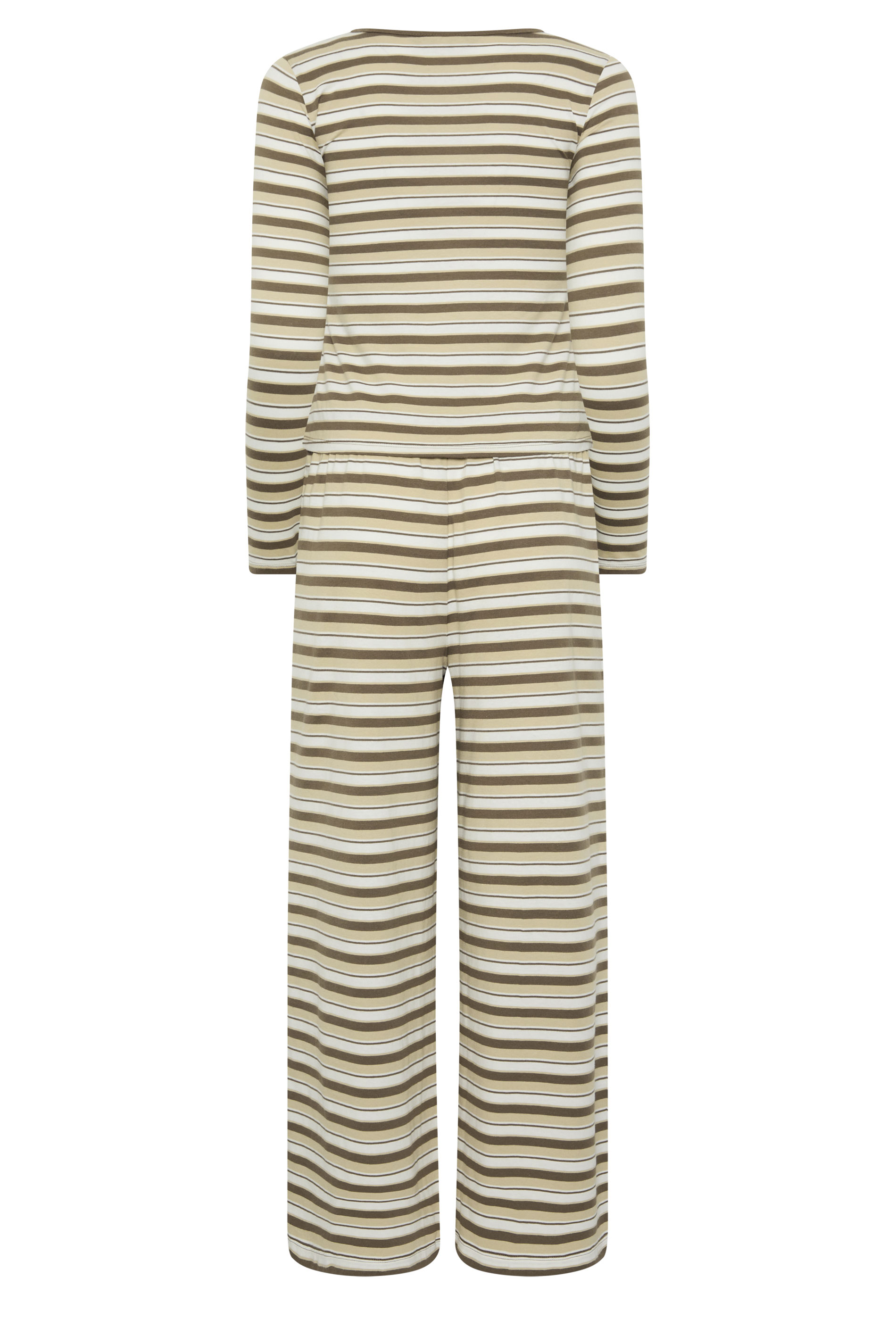 PixieGirl Petite Women's Set Brown Stripe Cotton Button Top & Wide Leg Trousers | PixieGirl 6