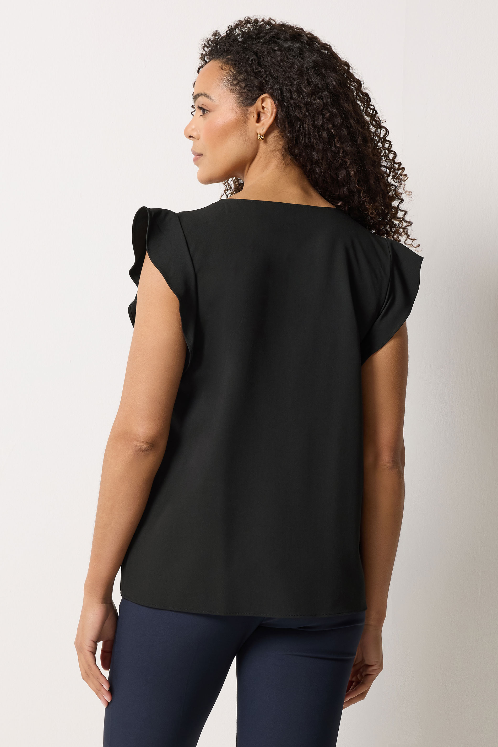 M&Co Black Frill Sleeve Pleated Blouse | M&Co 2