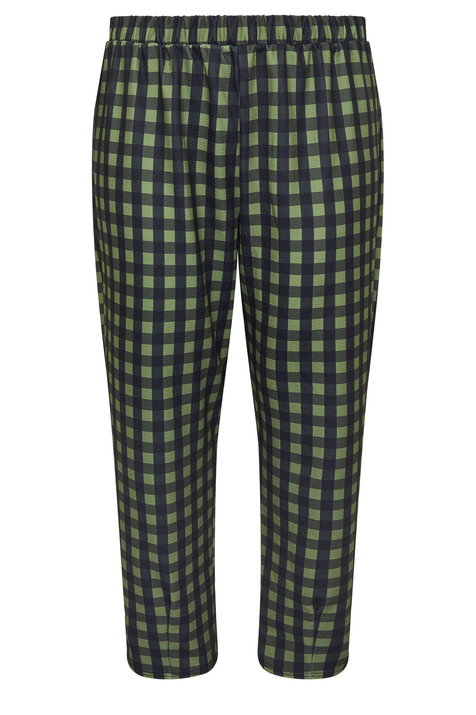 LIMITED COLLECTION Plus Size Khaki Green Gingham Barrel Trousers | Yours Clothing 5