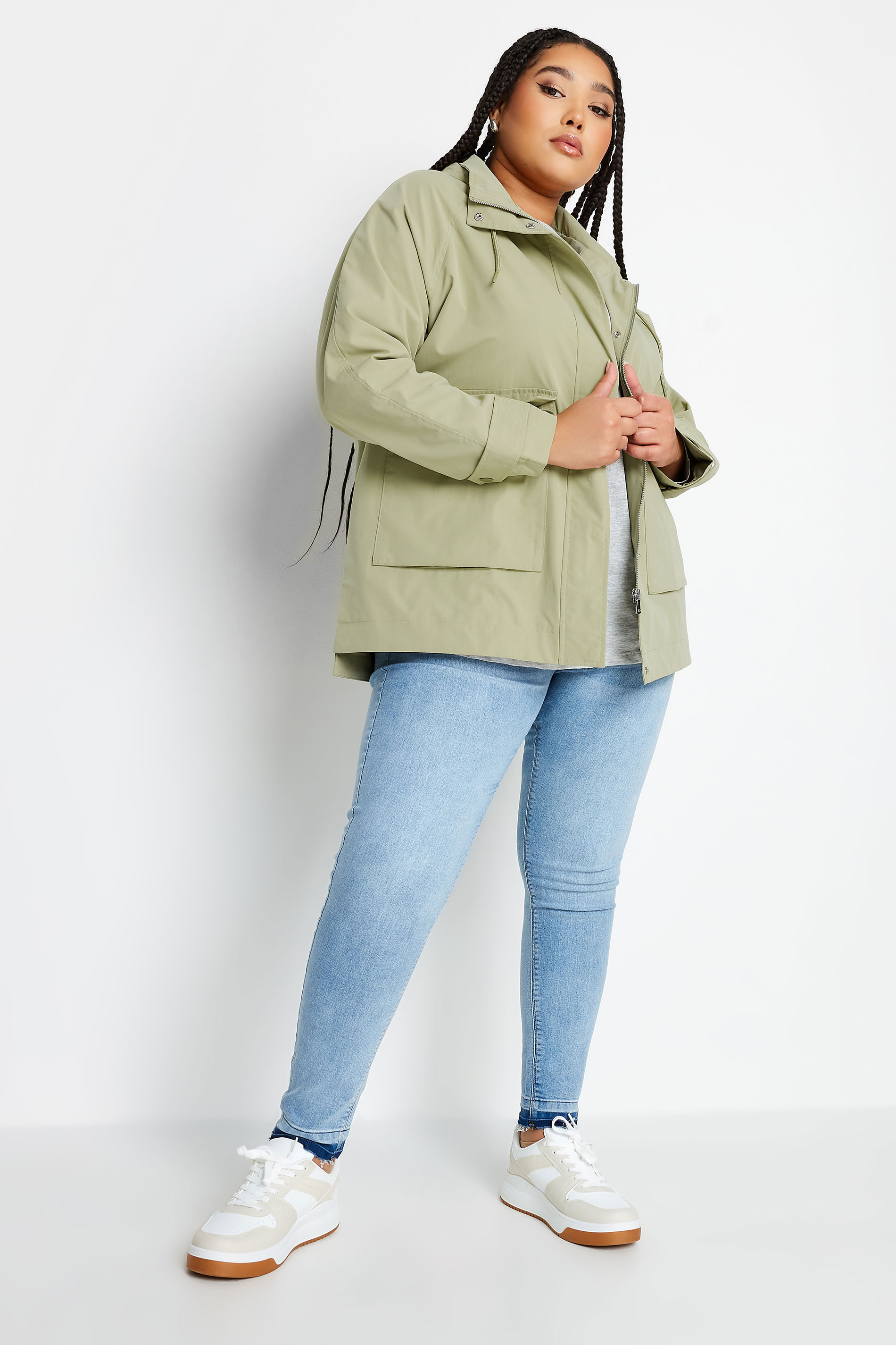 YOURS Plus Size Sage Green Raglan Lightweight Jacket | Yours Clothing 2