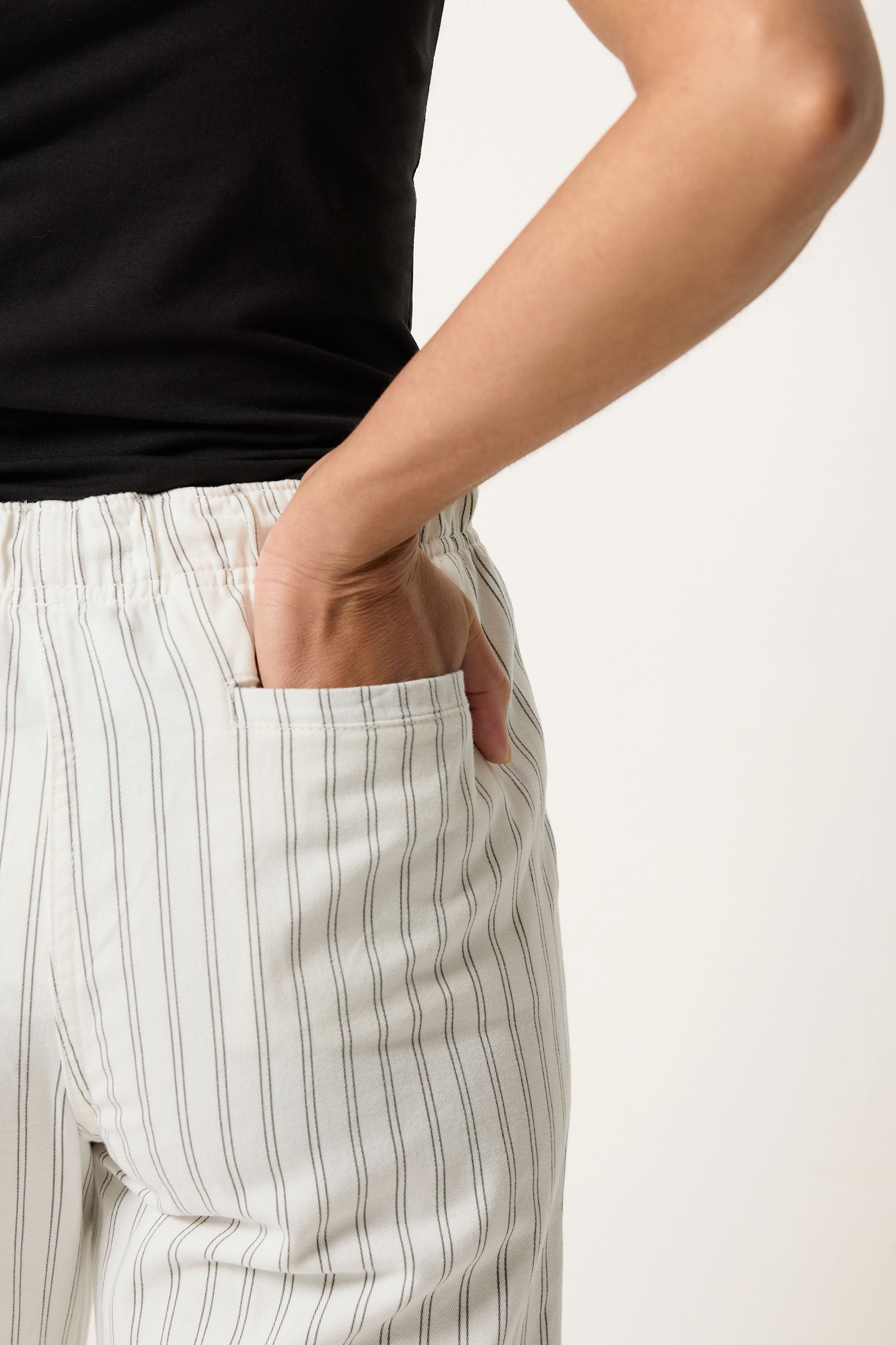 M&Co White Stripe Cotton Wide Leg Cropped Trousers | M&Co 6