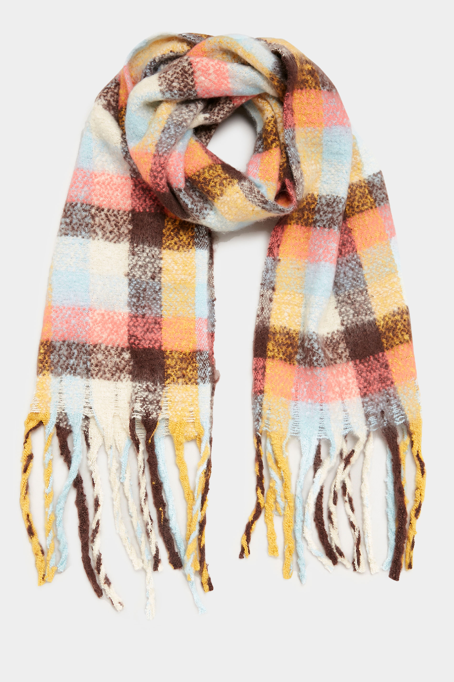 Yellow Check Super Soft Scarf | Yours Clothing 2