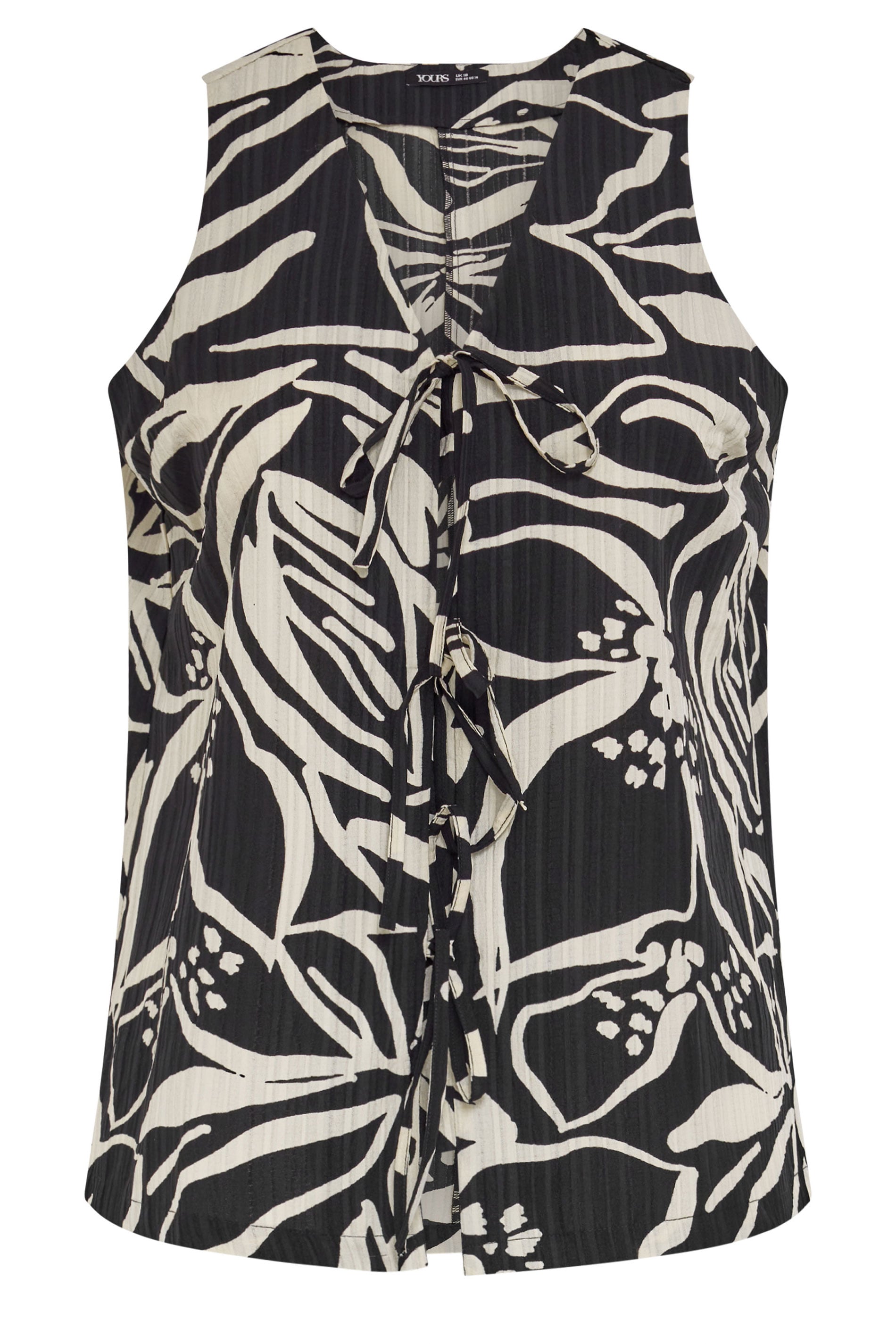 YOURS Plus Size Black Floral Tie Front Vest Top | Yours Clothing 5
