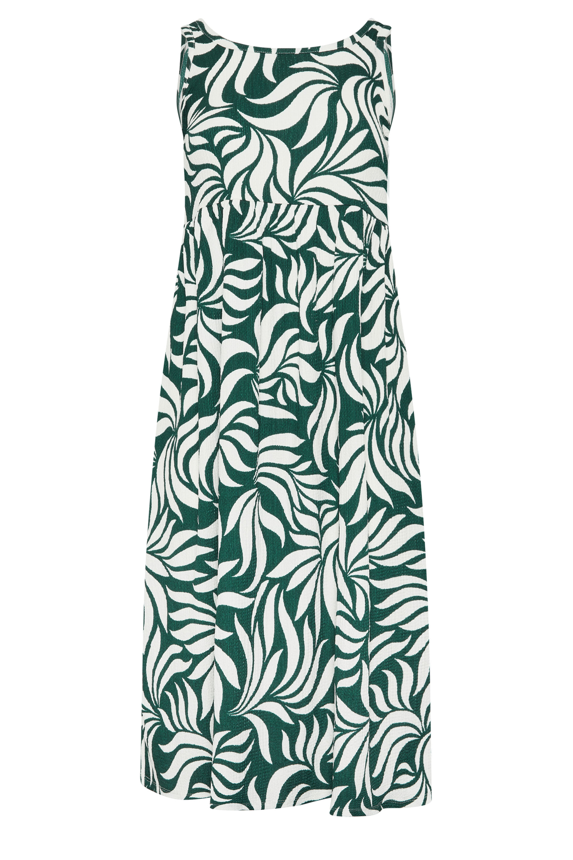 YOURS Plus Size Green Abstract Leaf Smock Dress | Yours Clothing 5